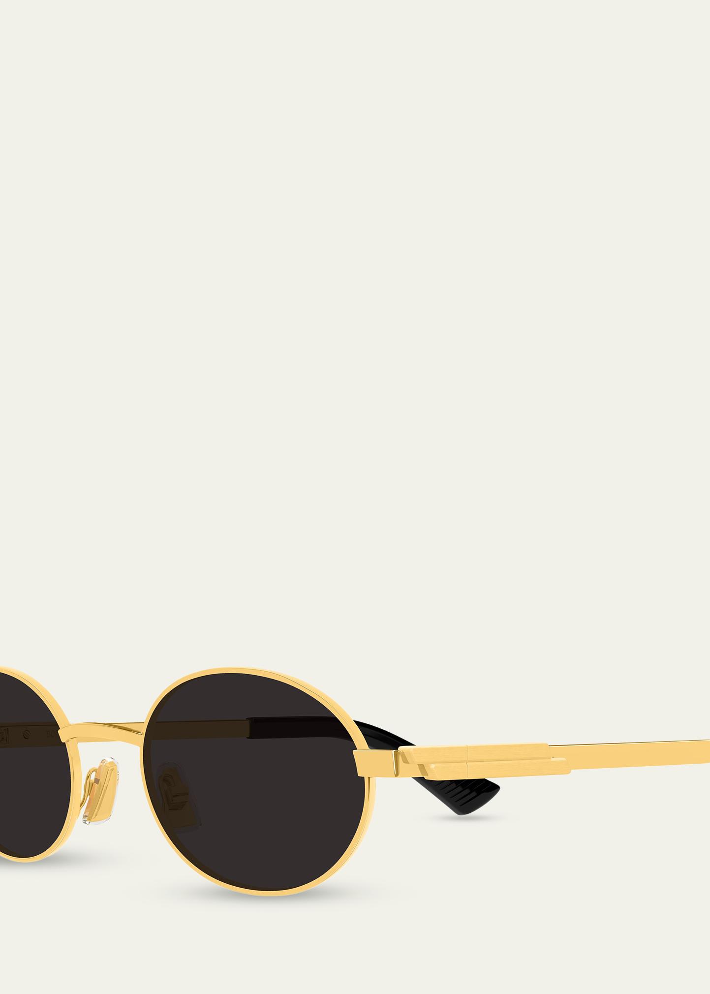 Bottega Veneta Bv1470S Golden Metal Oval Sunglasses - Bergdorf Goodman