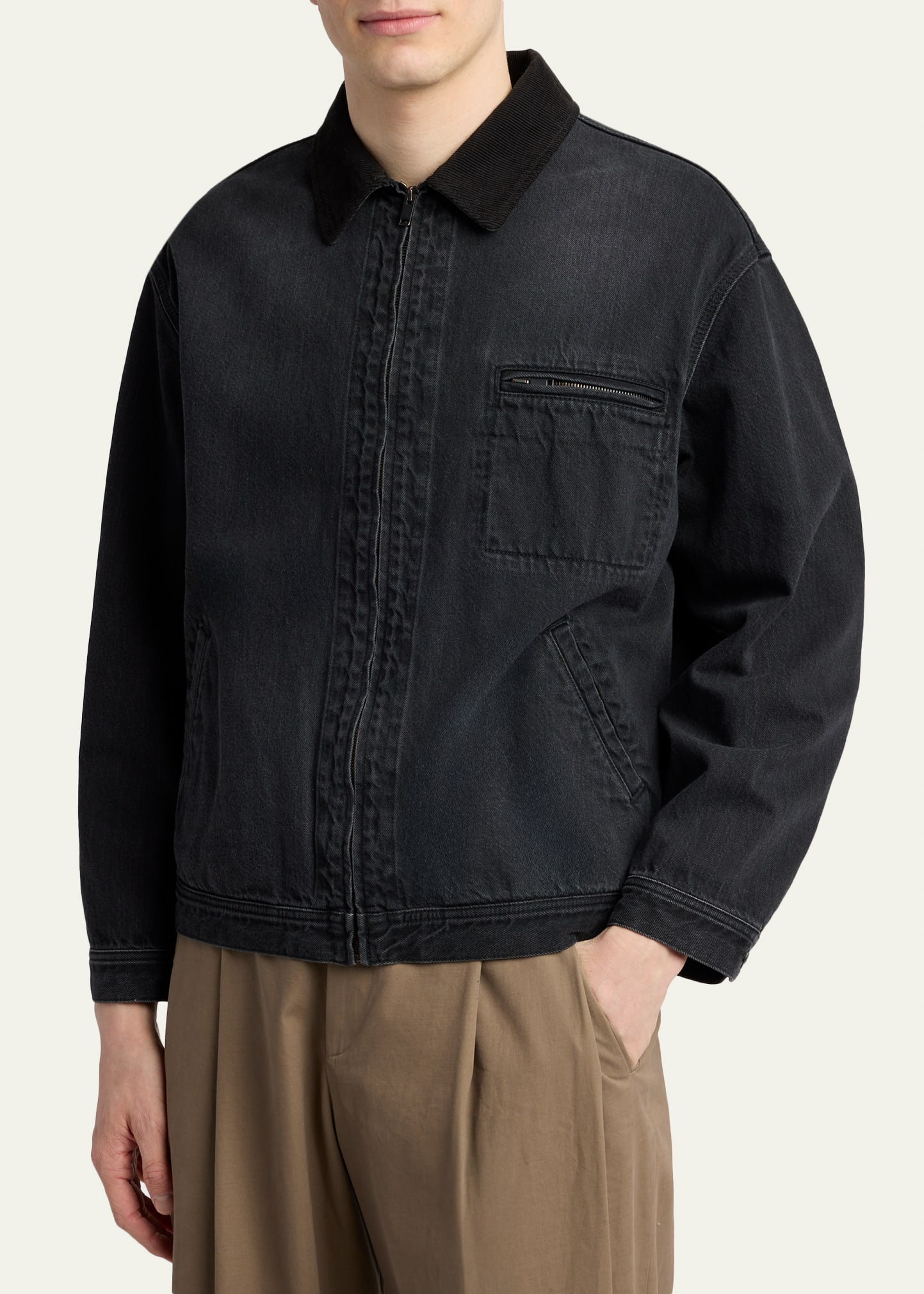THE ROW Men's Tarquin Zip-Front Denim Jacket - Bergdorf Goodman