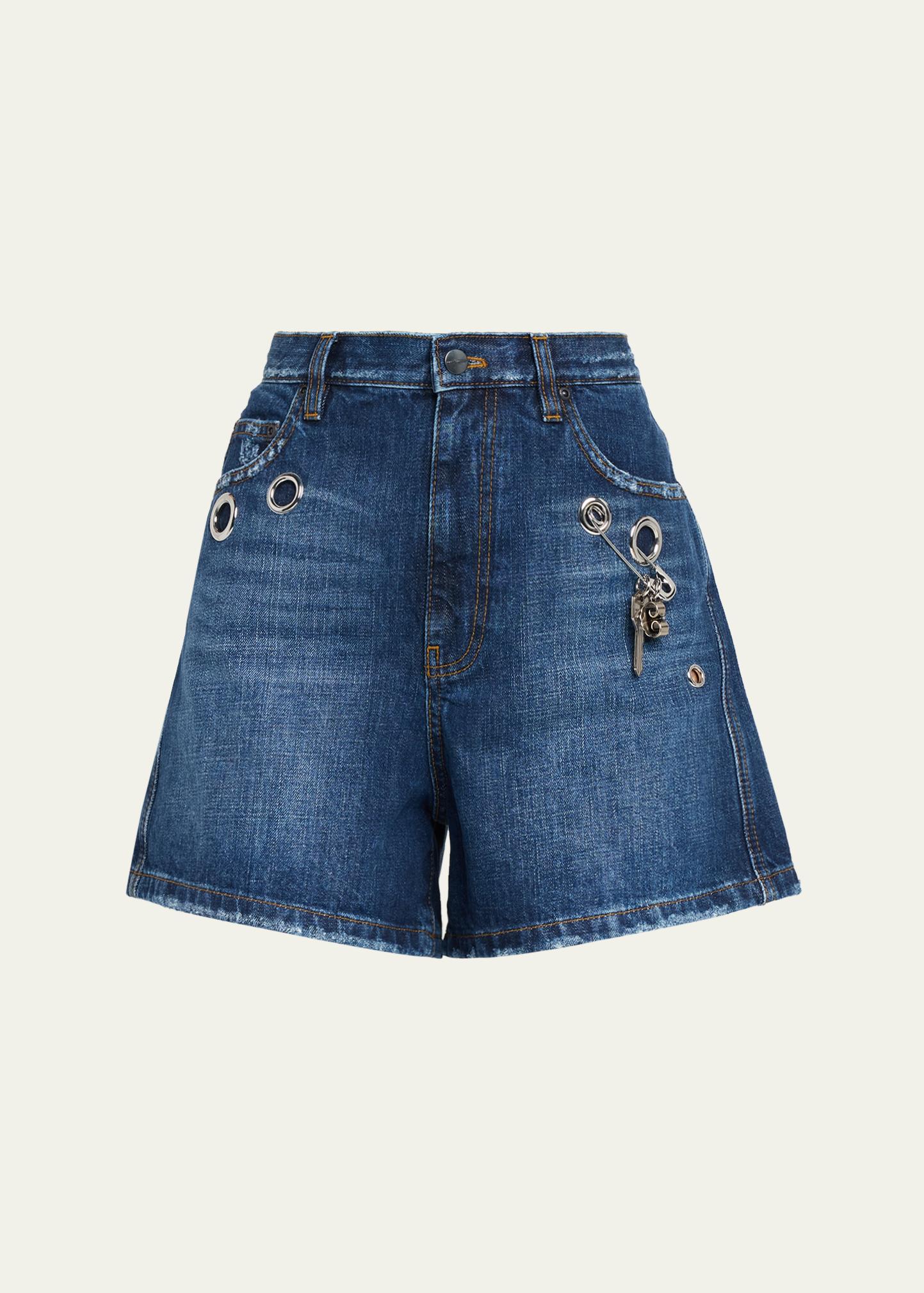 パンツ 00s L.G.B. SARROUEL BIKER DENIM SHORTS Marc Jacobs Grommet Denim Shorts - Bergdorf Goodman