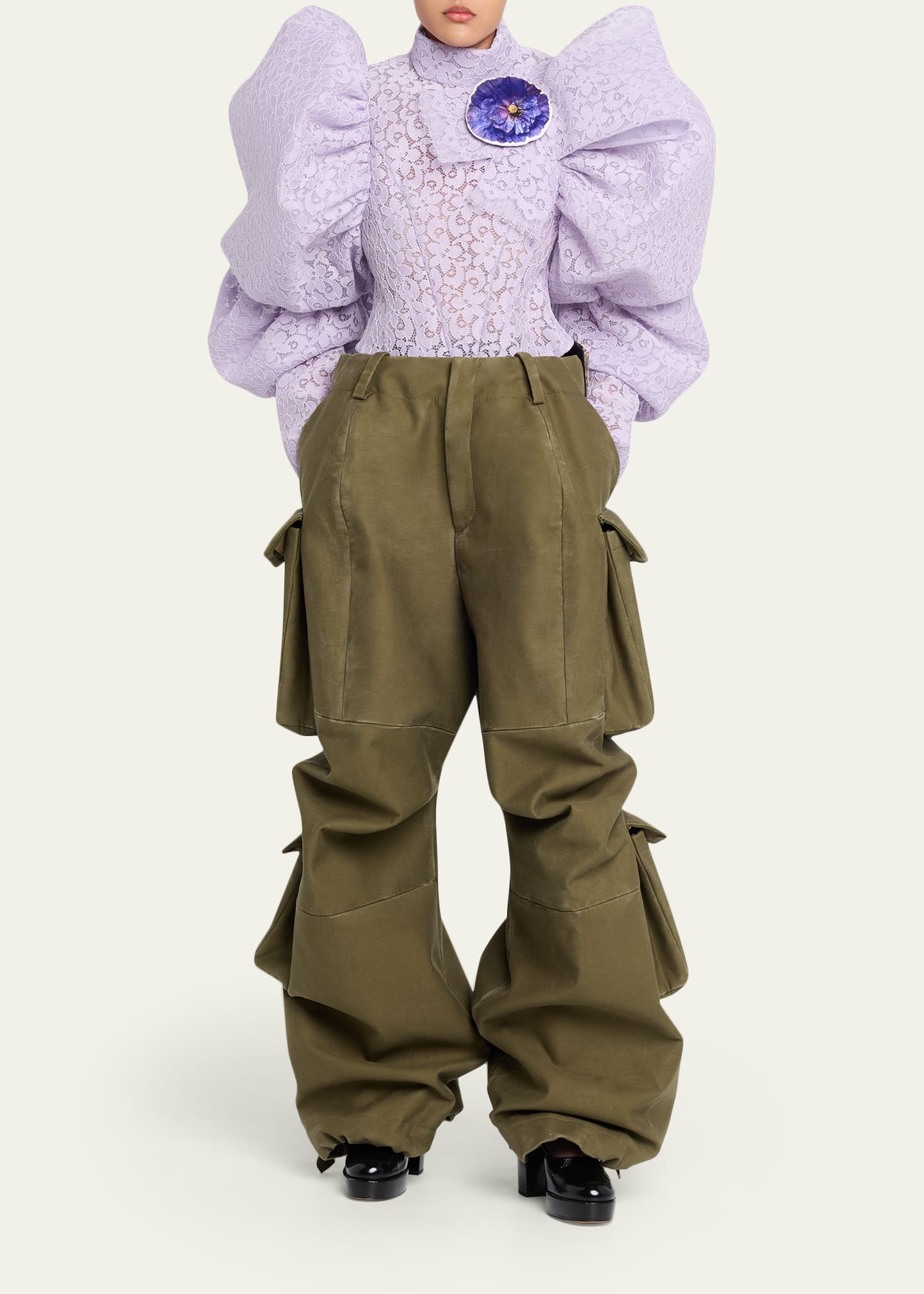 Marc Jacobs Runway Bow Back Wide-Leg Cargo Pants - Bergdorf Goodman