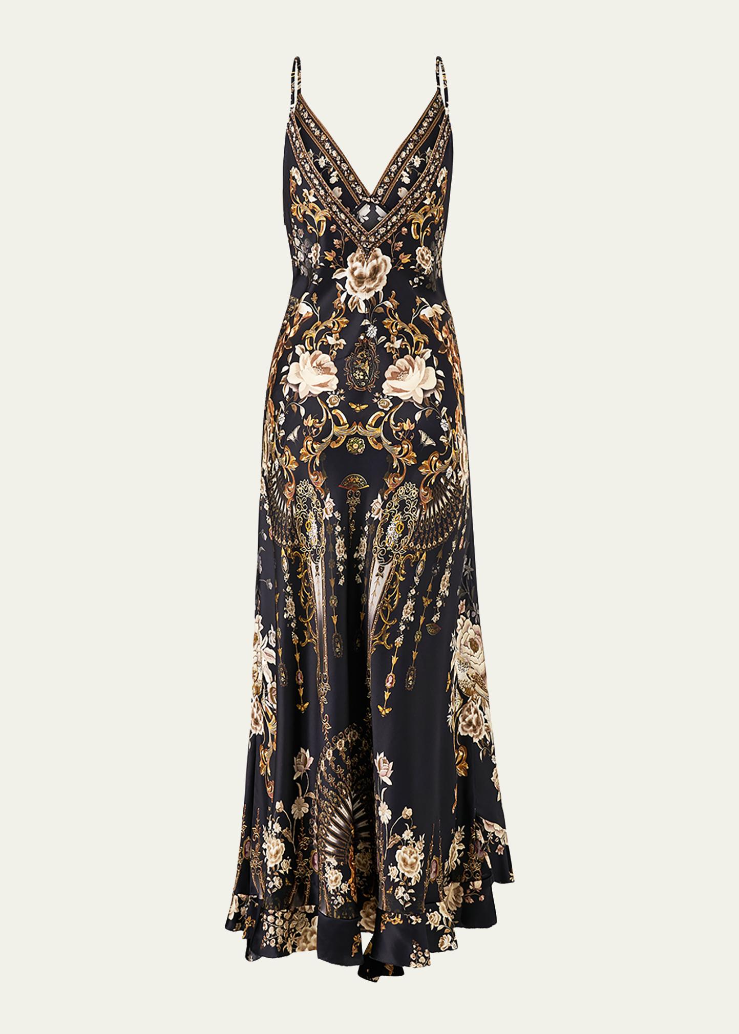 Camilla Flamenco Folklore Bias Slip Dress with Frill Hem