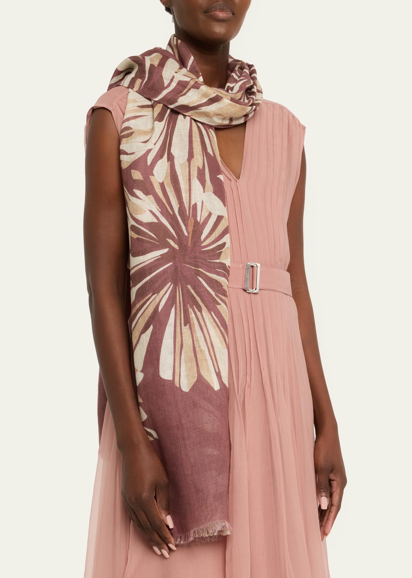 Brunello Cucinelli Floral Linen Scarf - Bergdorf Goodman