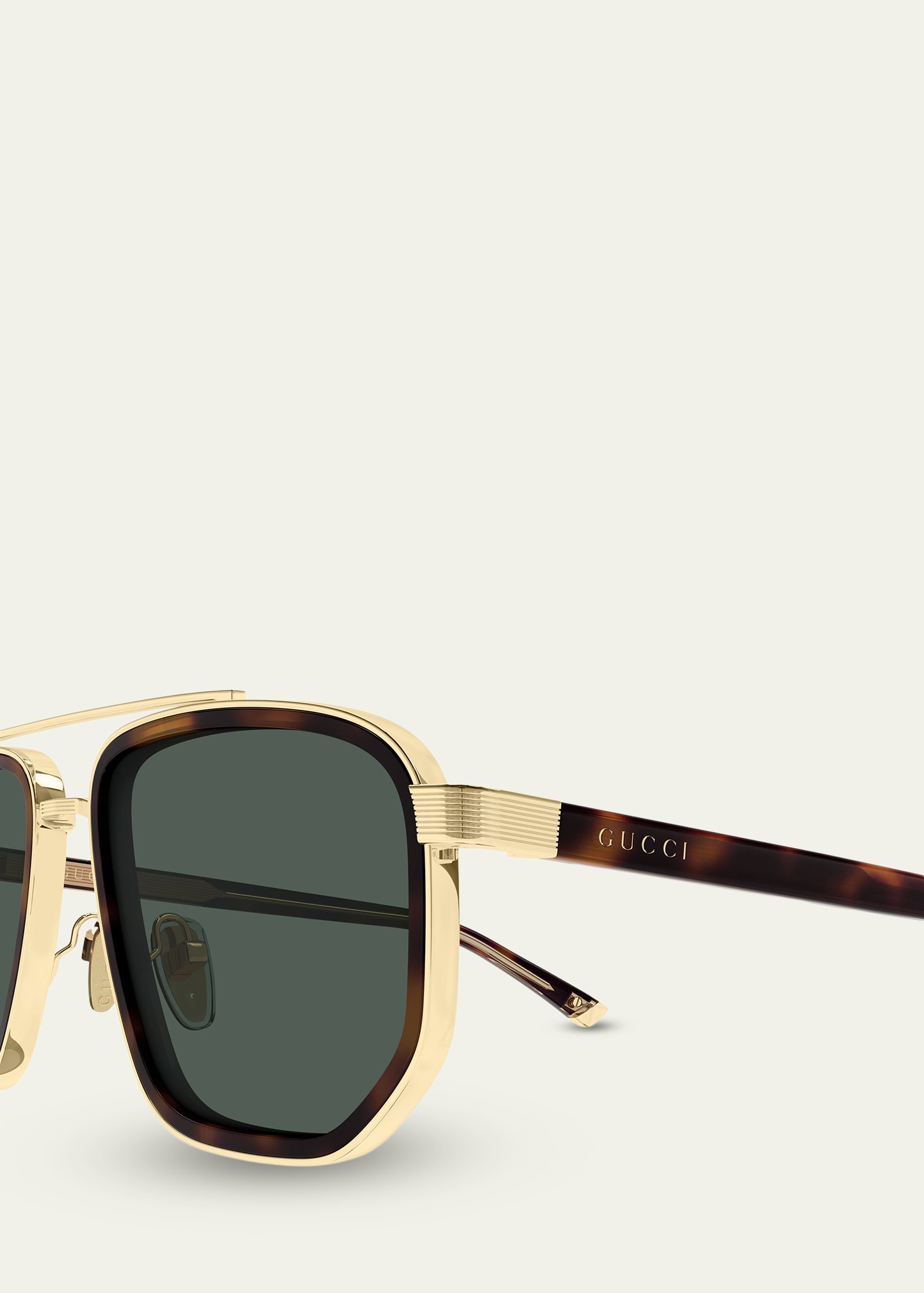 GUCCI サングラス ブラック ゴールド金具 Gucci Men's GG2073S Double-Bridge Metal and Bio-Nylon Aviator