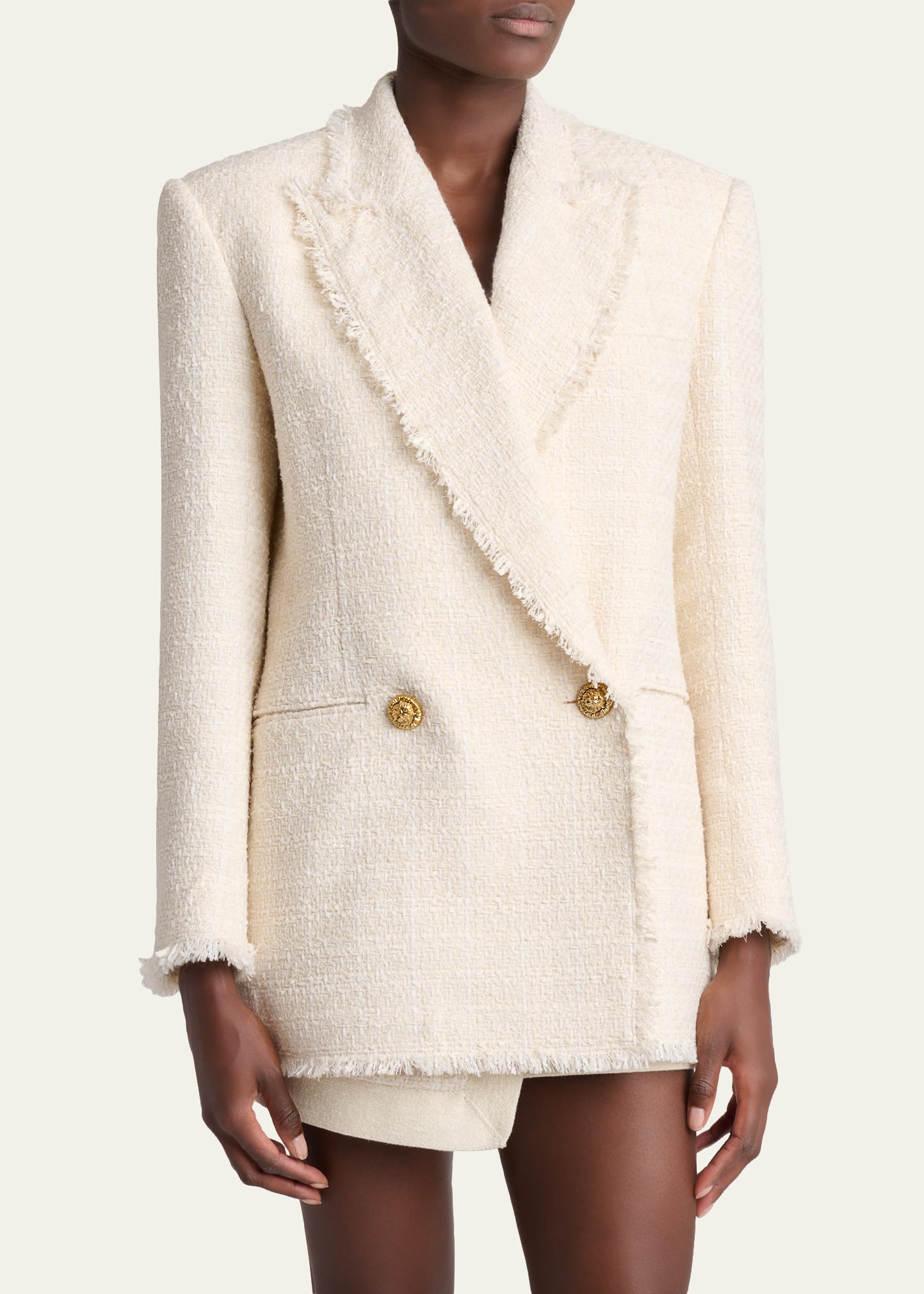 Balmain Tweed Double-Breasted Blazer Jacket - Bergdorf Goodman