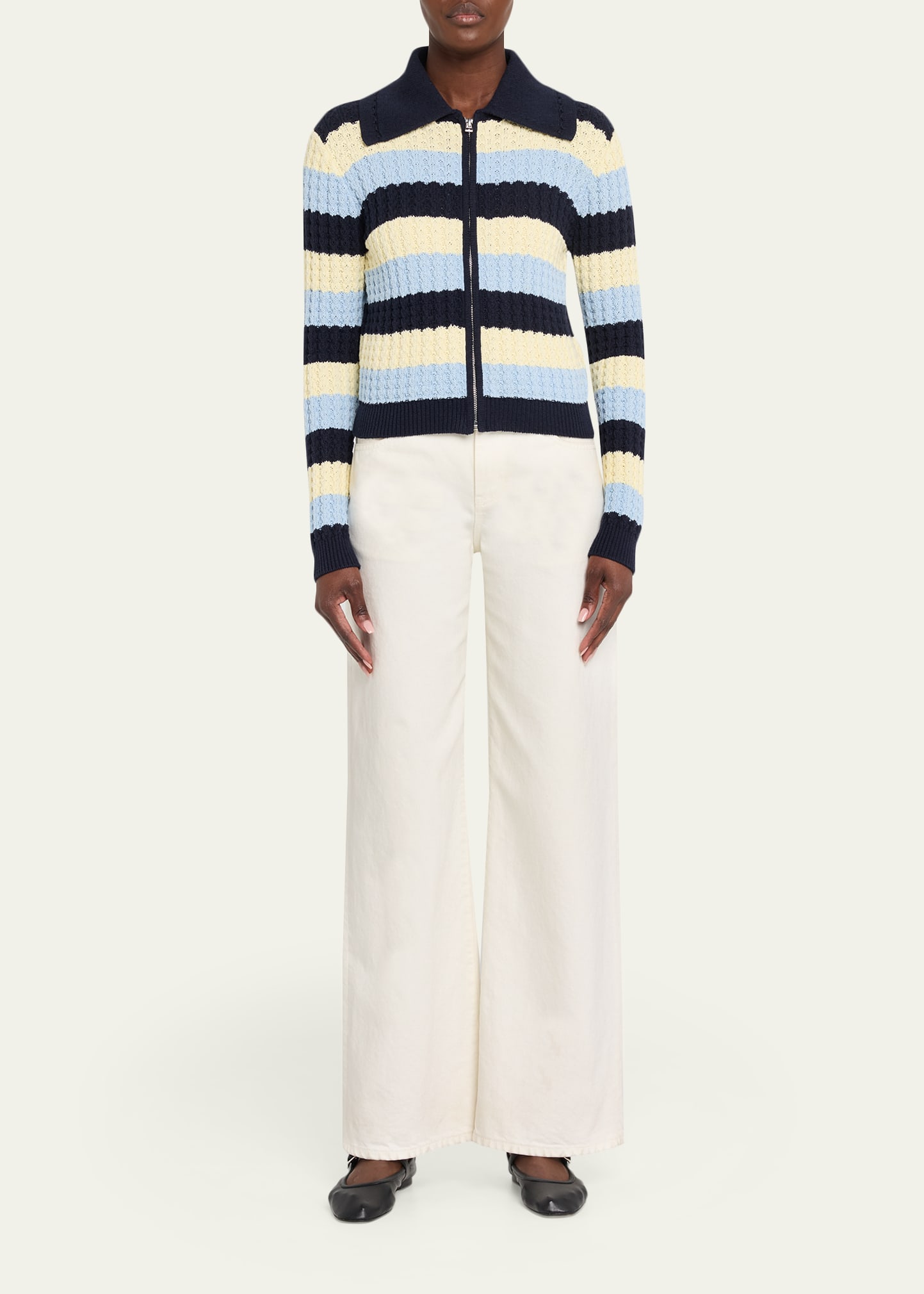 Guest in Residence Kirby Striped Cable-Knit Jacket - Bergdorf Goodman