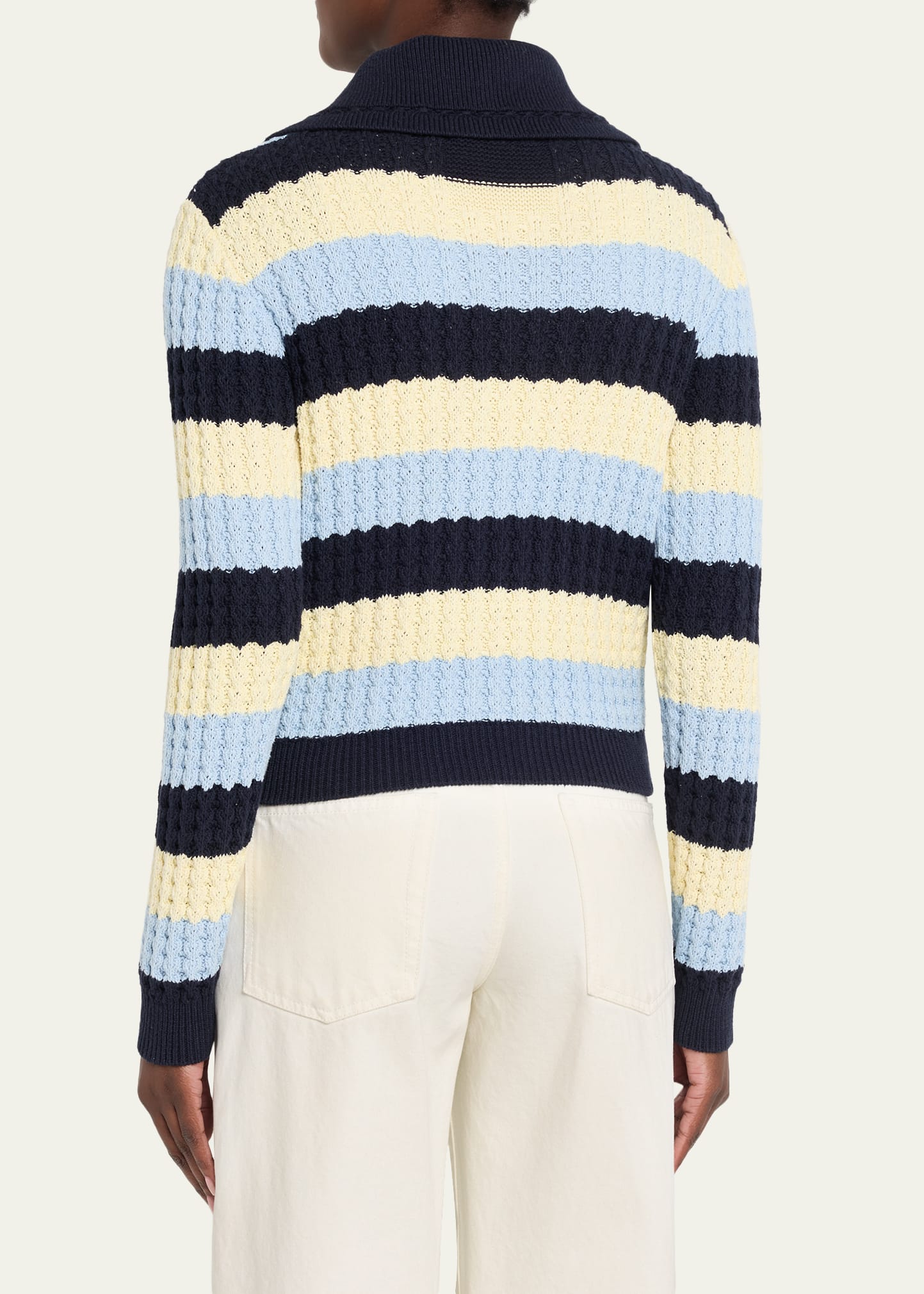 【美品】Her lip to Muriel Stripe Knit Jacket Guest in Residence Kirby Striped Cable-Knit Jacket - Bergdorf Goodman