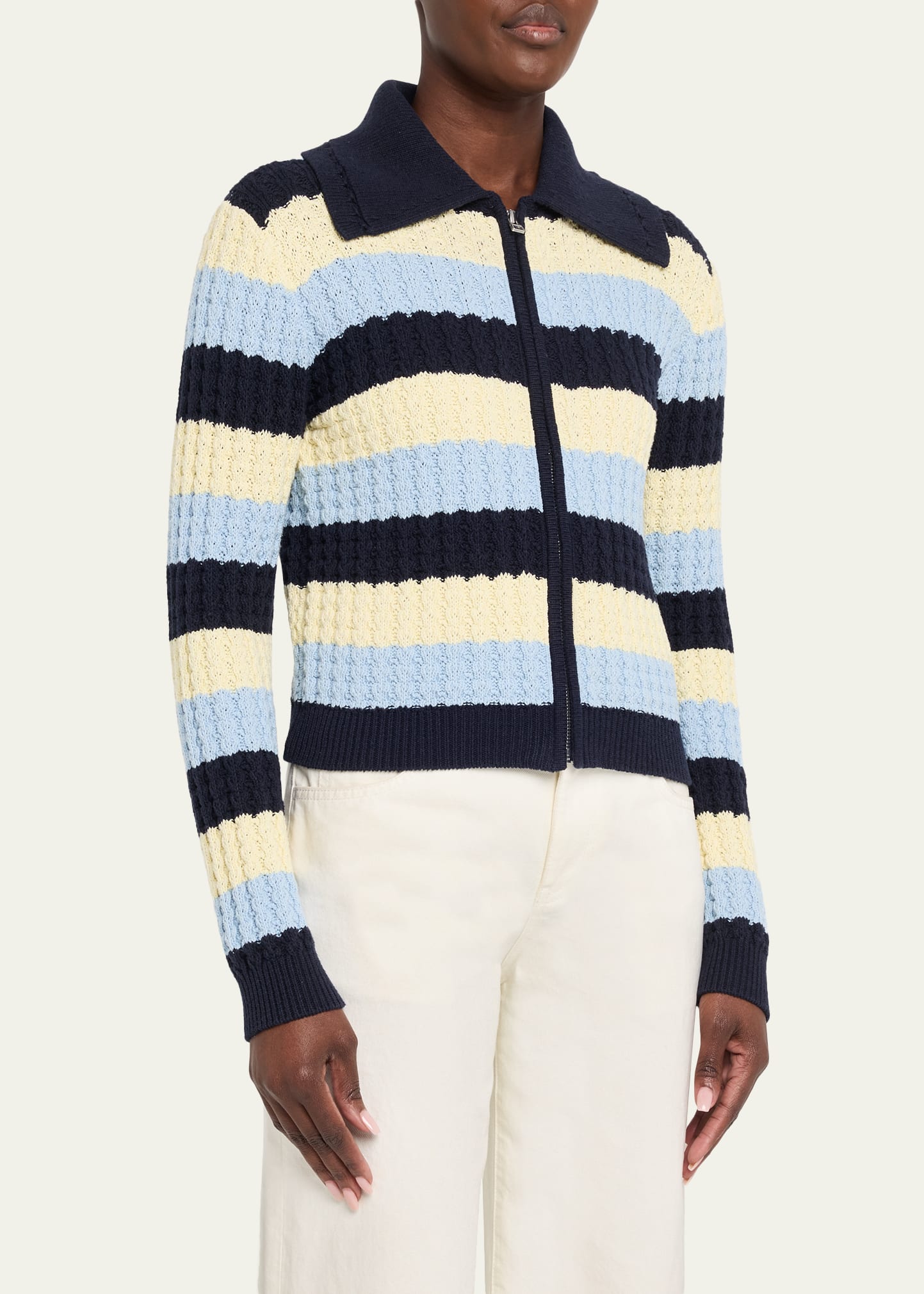 Guest in Residence Kirby Striped Cable-Knit Jacket - Bergdorf Goodman
