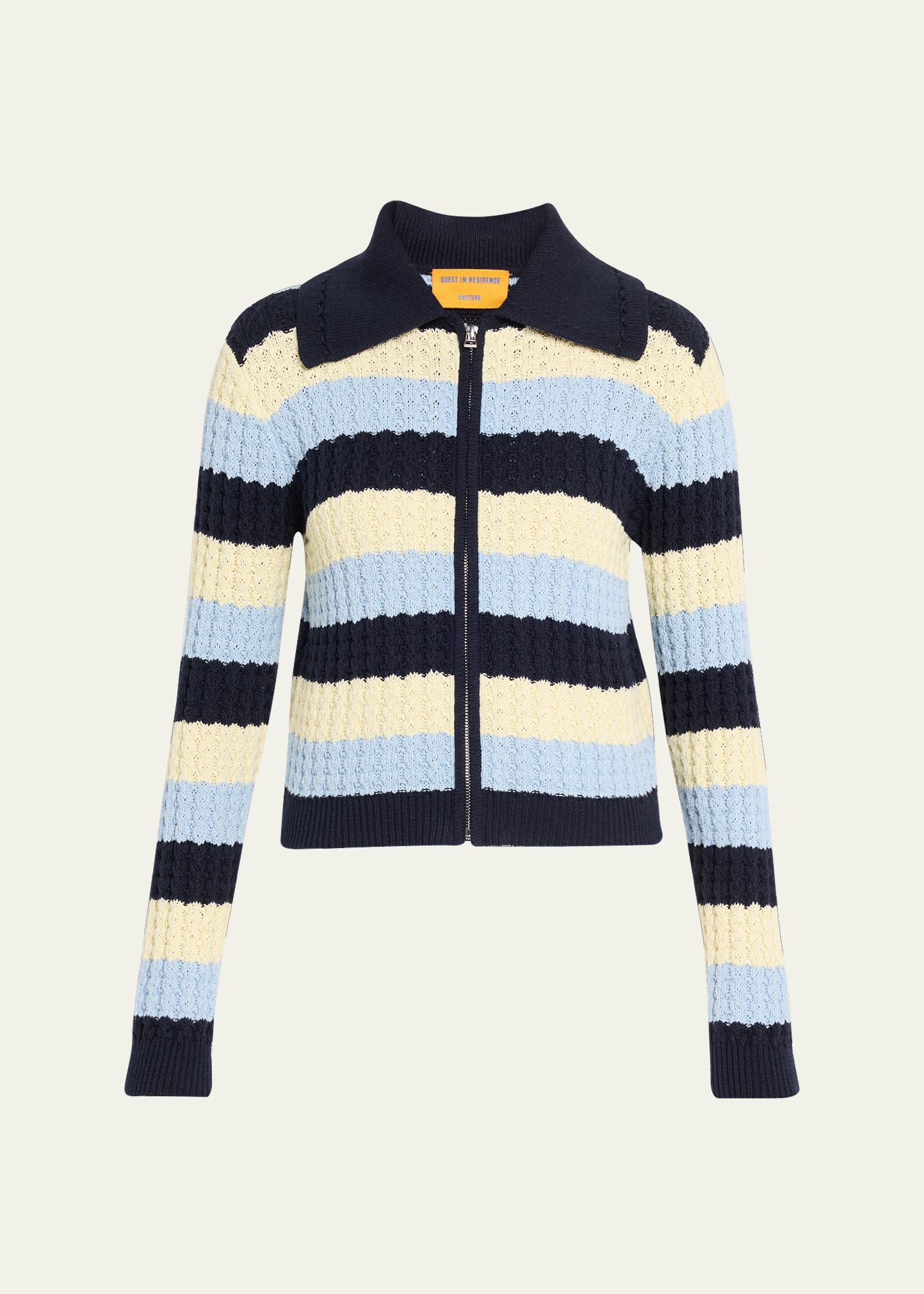 Guest in Residence Kirby Striped Cable-Knit Jacket - Bergdorf Goodman