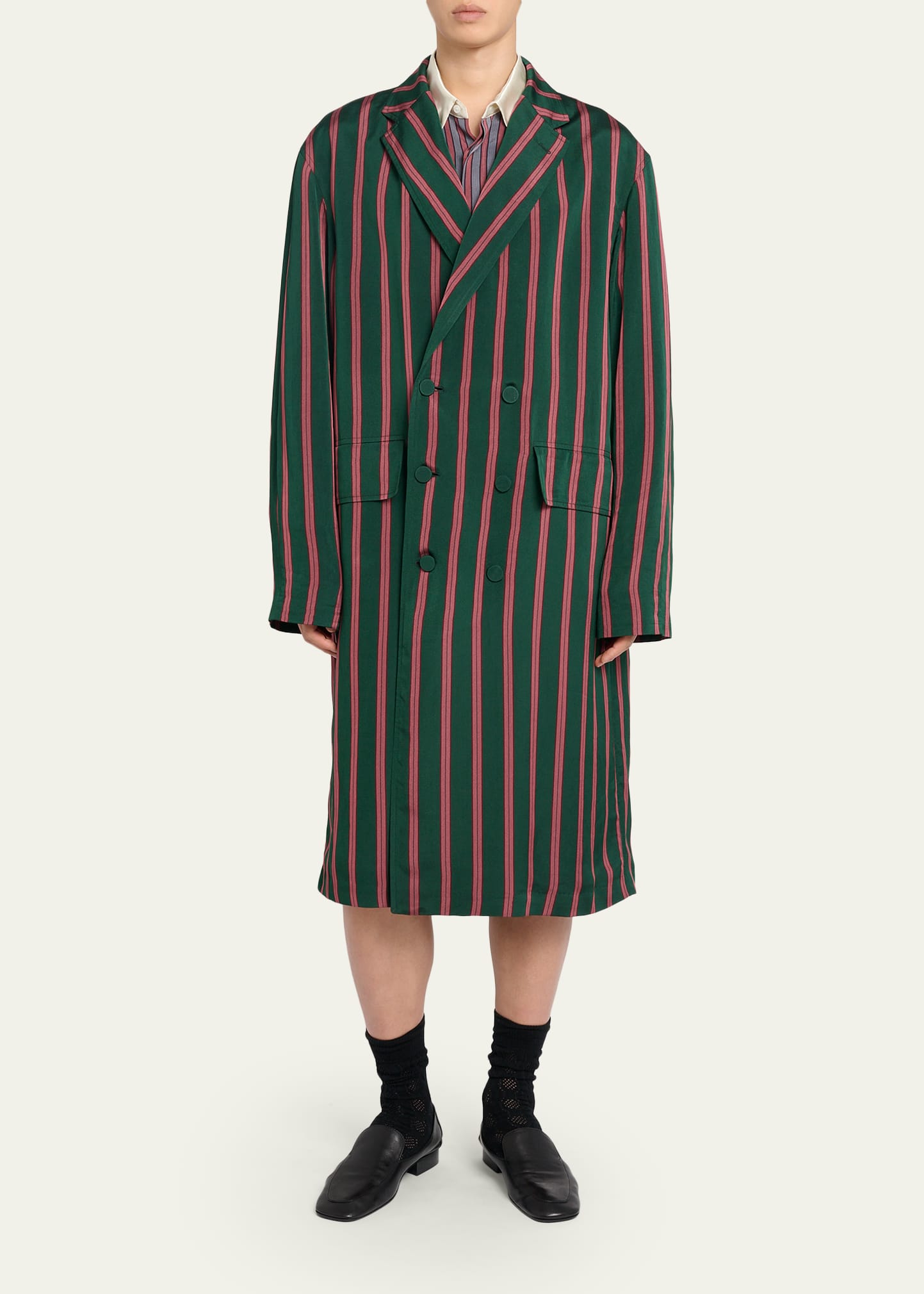 Dries Van Noten Men's Striped Viscose-Silk Coat - Bergdorf Goodman