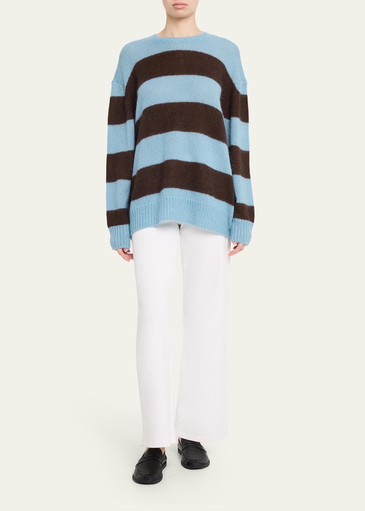 FRAME The Fuzzy Stripe Crewneck Sweater - Bergdorf Goodman