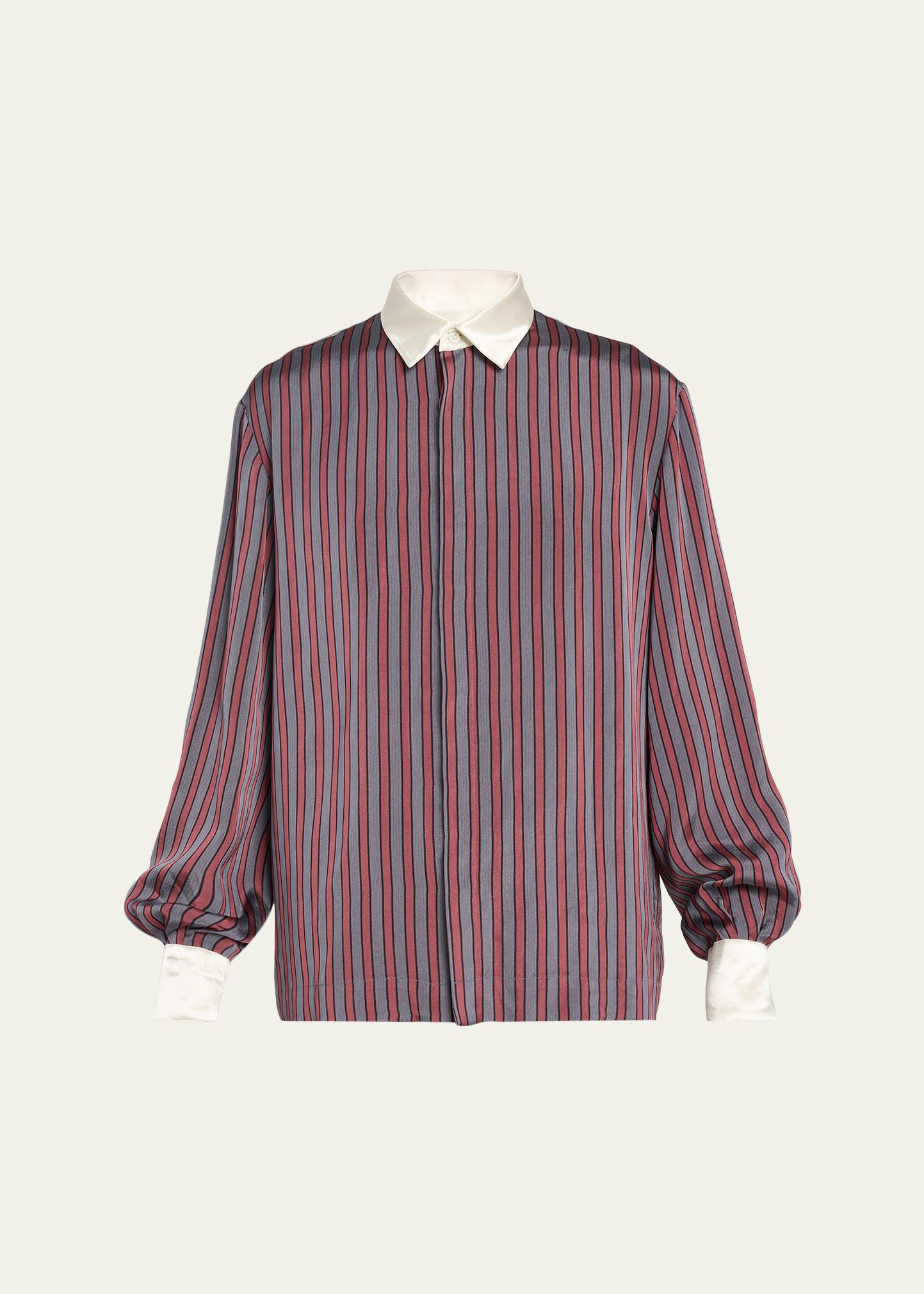 Dries Van Noten Men's Striped Viscose-Blend Shirt - Bergdorf Goodman