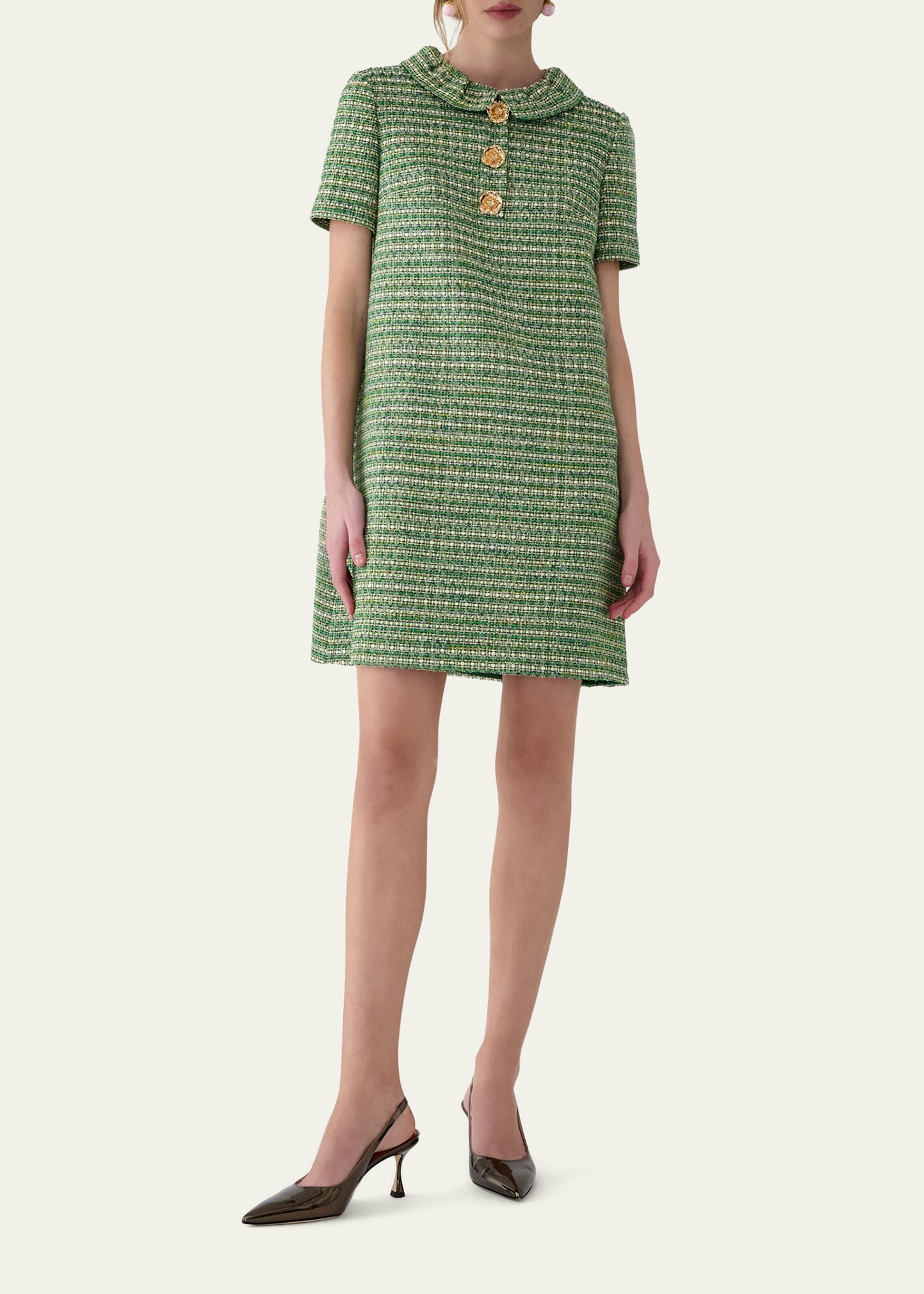 carolina herrera metallic twist tiered mini dress Carolina Herrera Metallic Strapless Twist Ruffle Mini Dress