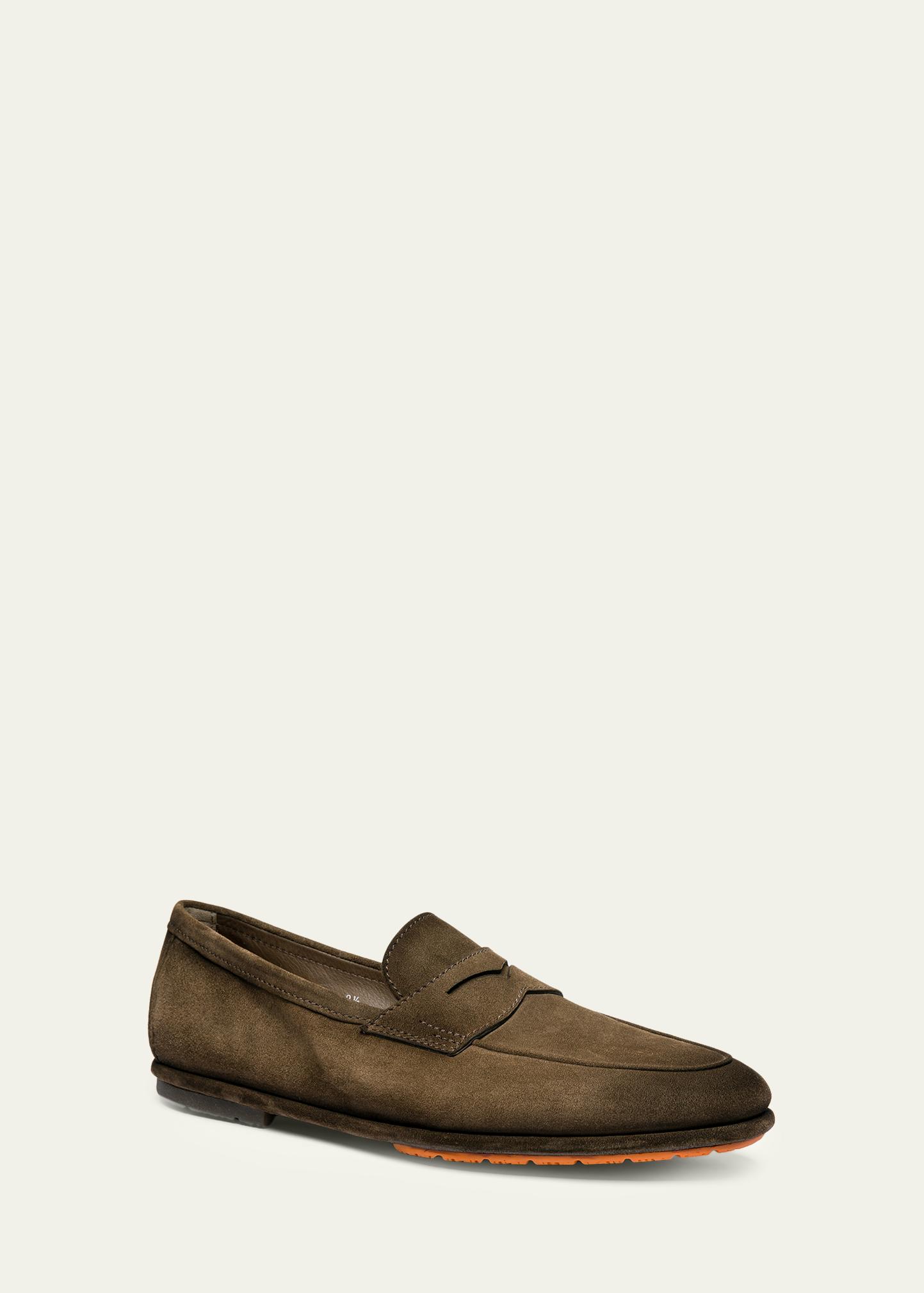 SANTONI Men\'s Carlo Soft Burnished Leather Penny Loafers Santoni Leather Carlos Penny Loafers In Brown | ModeSens main image 3