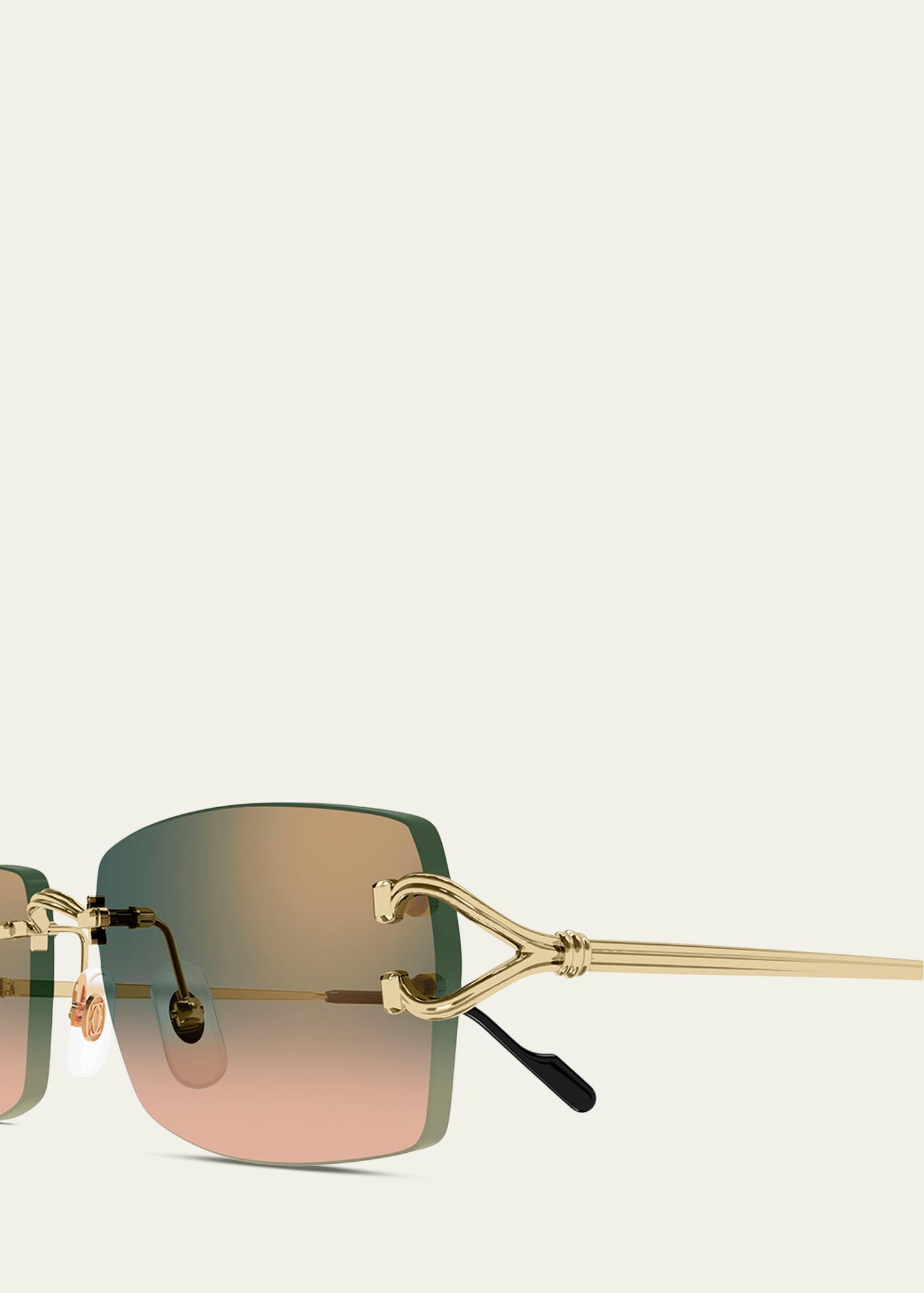 Cartier Men's C-Hinge Metal and Nylon Rectangle Sunglasses