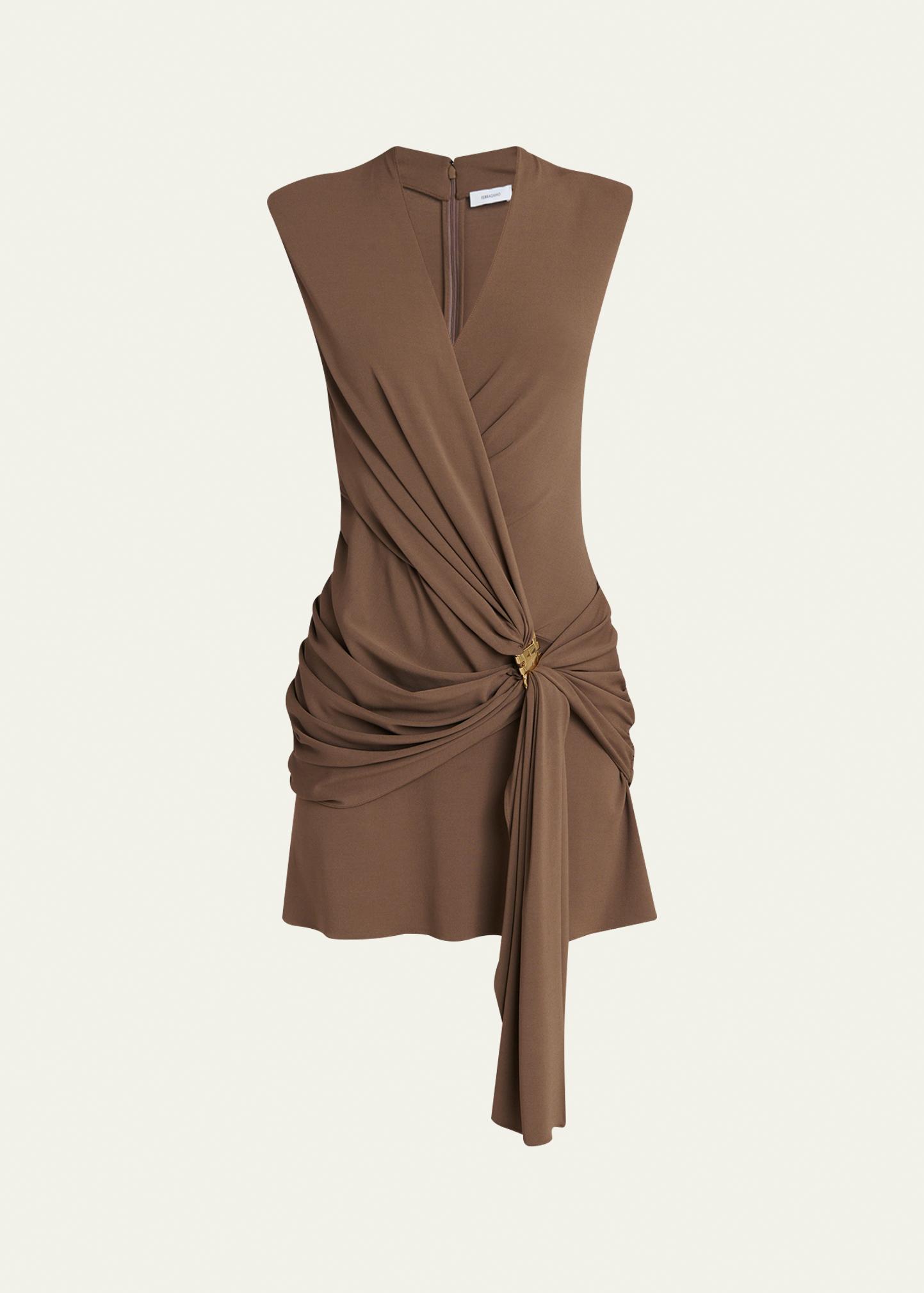 Ferragamo Sleeveless Draped Wrap Jersey Mini Dress - Bergdorf Goodman