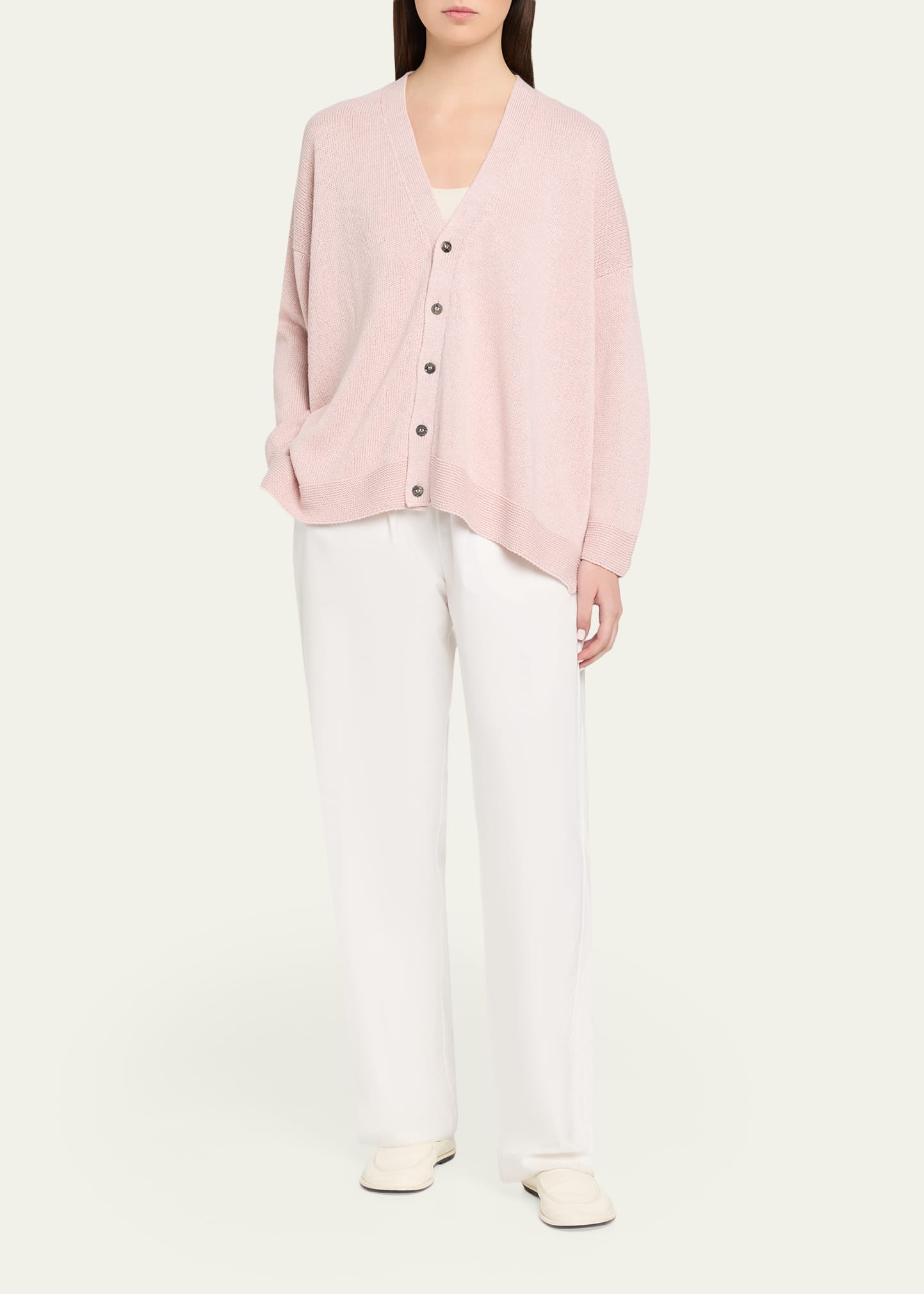 Eskandar Cotton Linen V-Neck Cardigan - Mid Length - Bergdorf Goodman