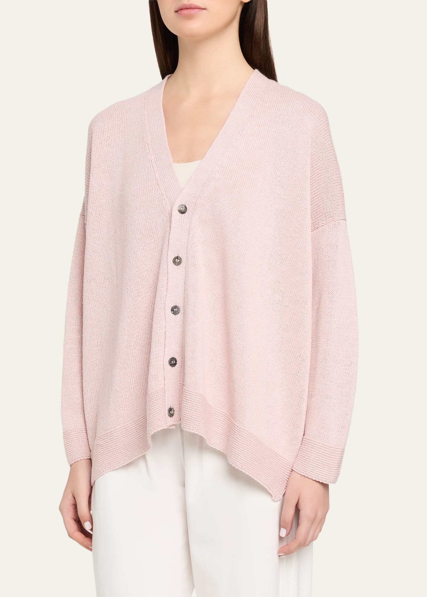 Eskandar Cotton Linen V-Neck Cardigan - Mid Length - Bergdorf Goodman