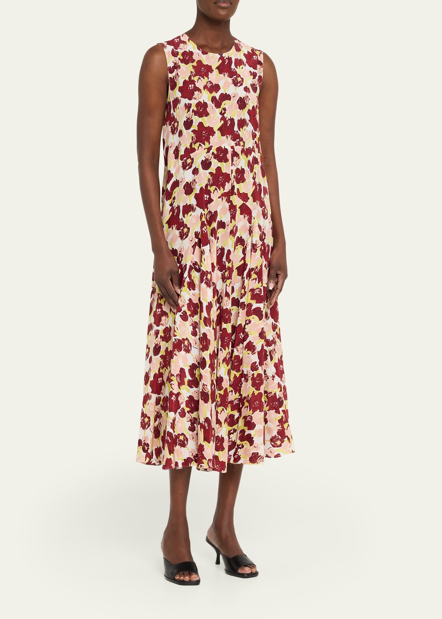 Marni Sleeveless Floral Motif Silk Dress - Bergdorf Goodman