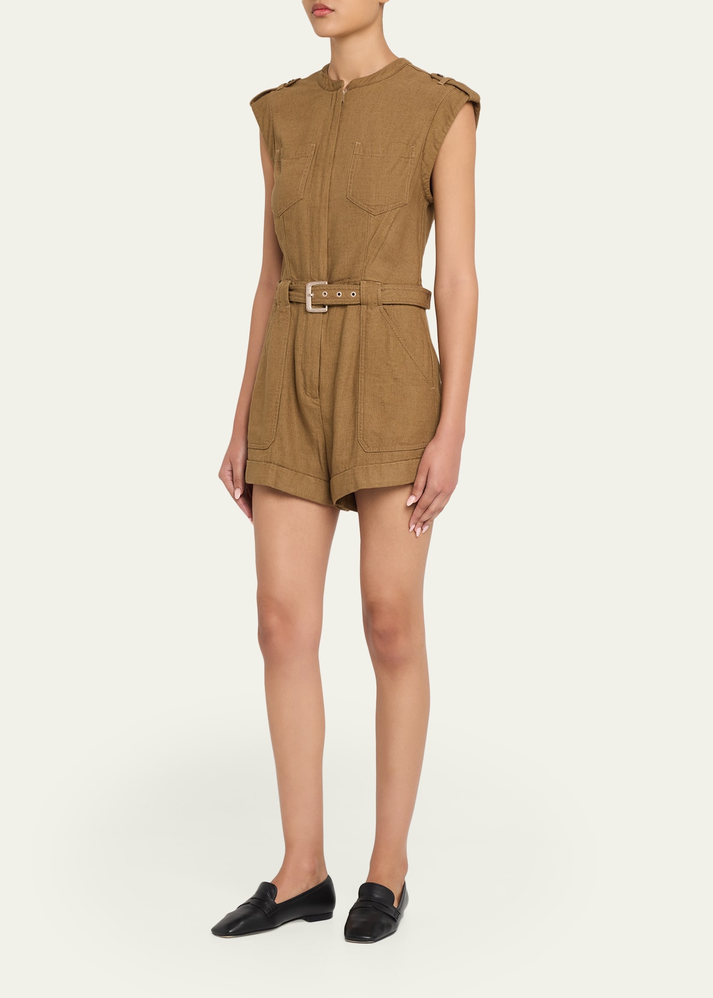 SIMKHAI Tinka Belted Romper - Bergdorf Goodman