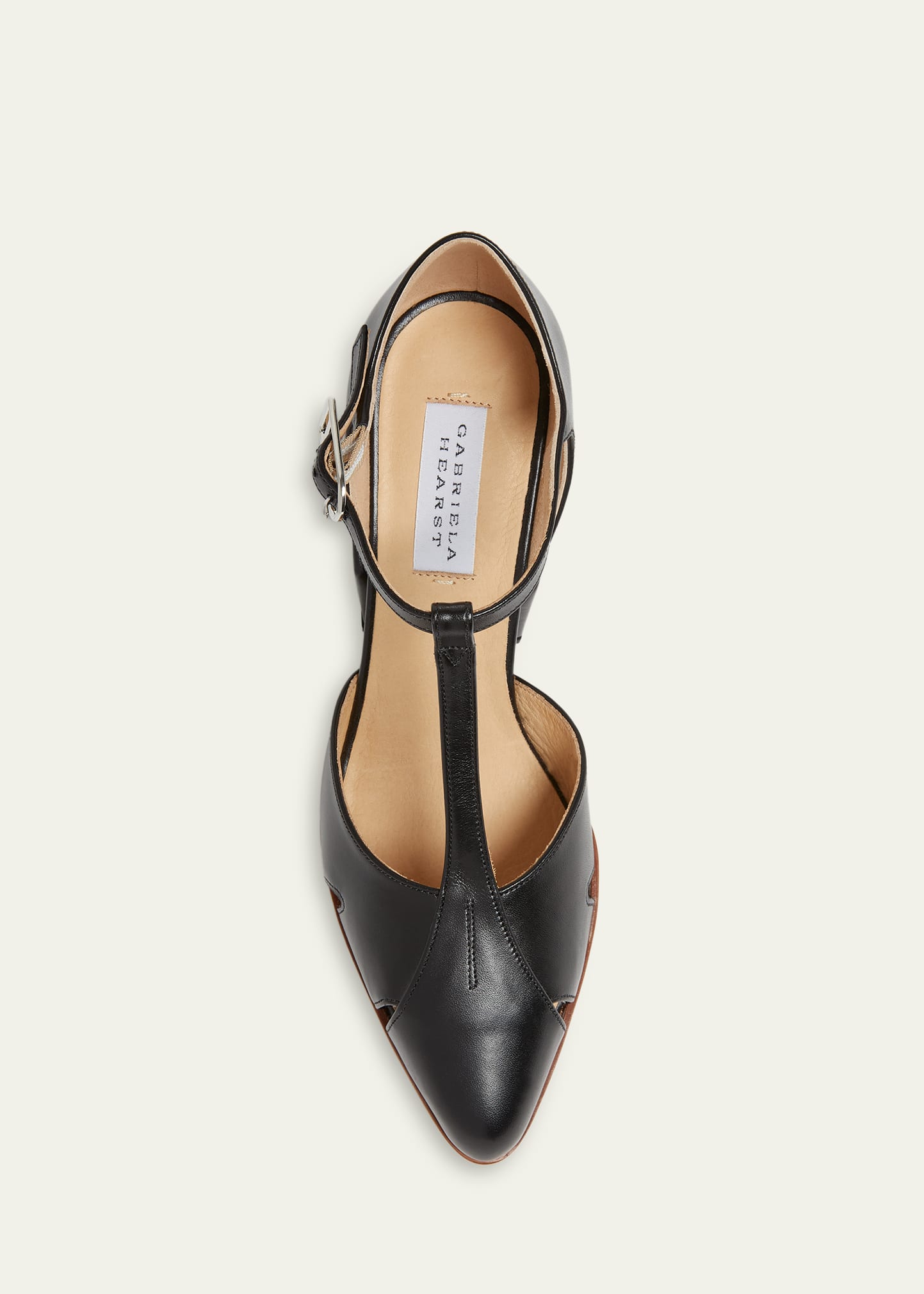 Gabriela Hearst Hawes Leather T-Strap Block-Heel Pumps - Bergdorf