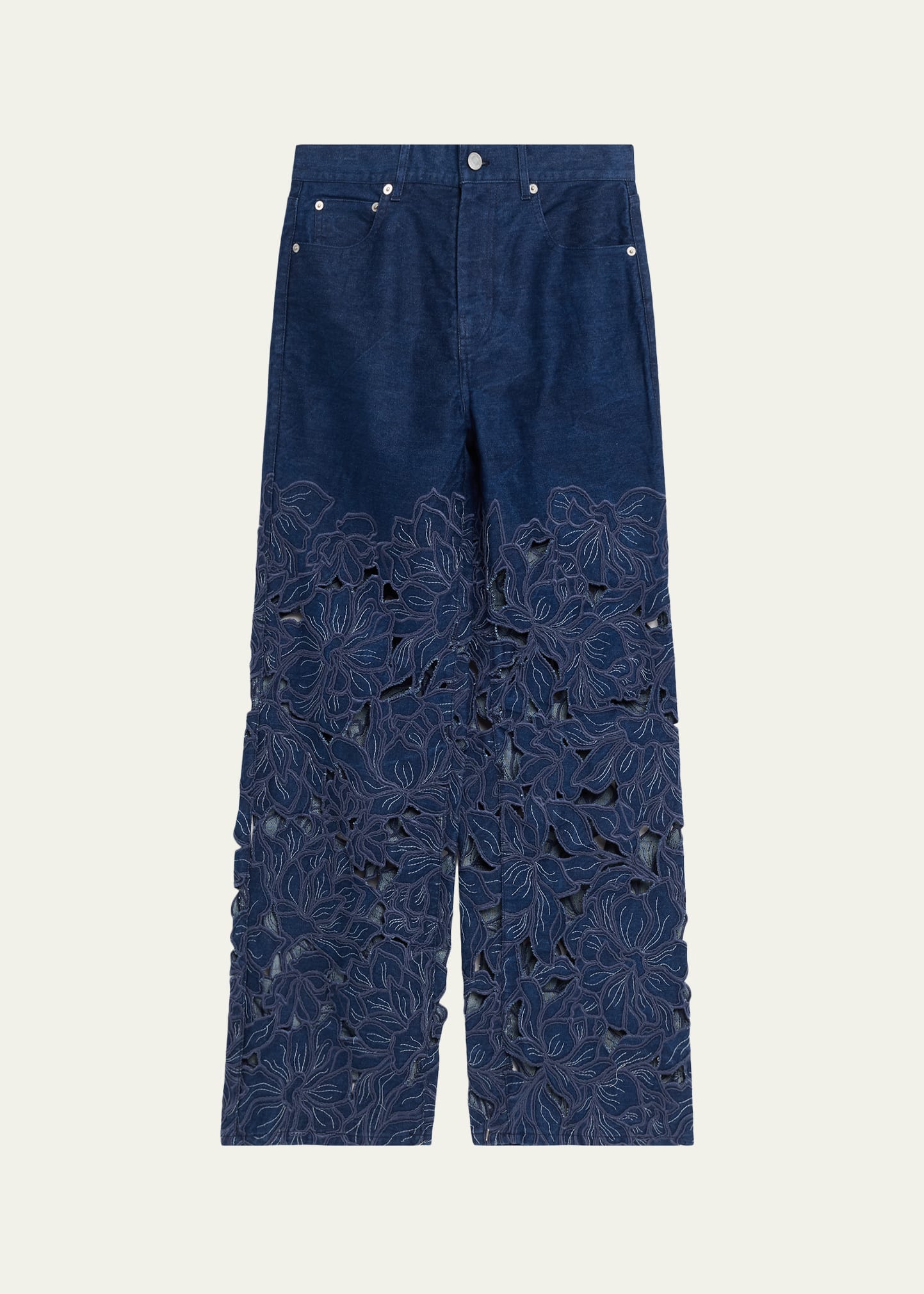 SIMKHAI Betty Embroidered Straight-Leg Jeans - Bergdorf Goodman