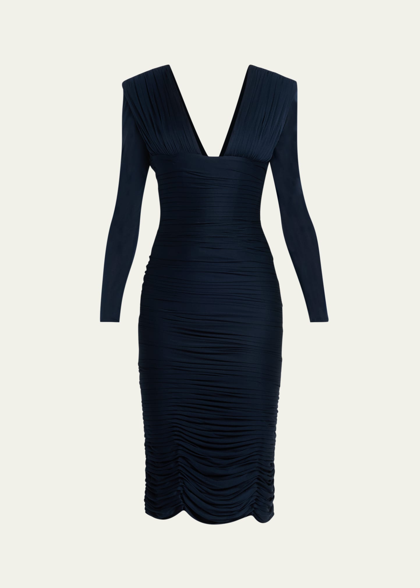 versace long sleeve cocktail dress Versace Gathered Long-Sleeve Midi Dress, Women's, 44, Cocktail & Party Wedding Guest Dresses Long-Sleeve Dresses