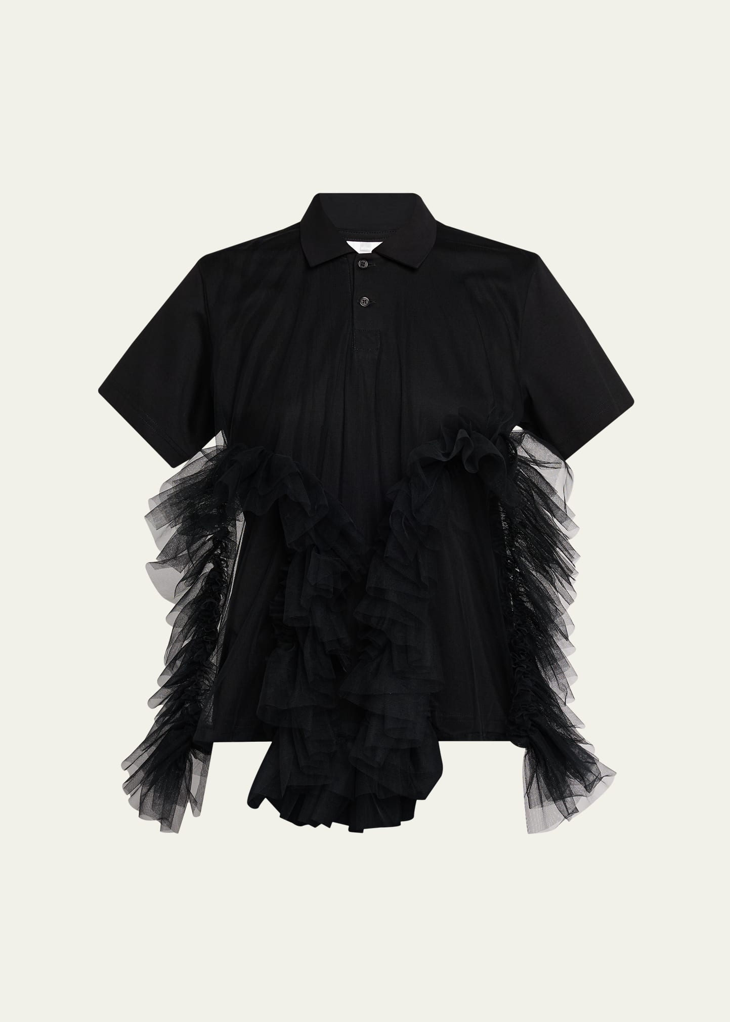 @*様 noir kei ninomiyaシアーシャツ Noir Kei Ninomiya Tiered Tulle Polo Shirt - Bergdorf Goodman