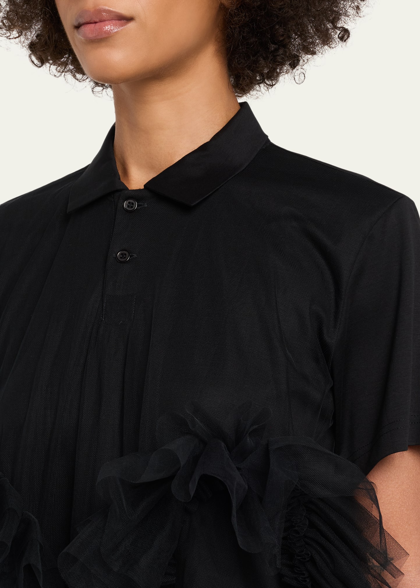 Noir Kei Ninomiya Tiered Tulle Polo Shirt - Bergdorf Goodman