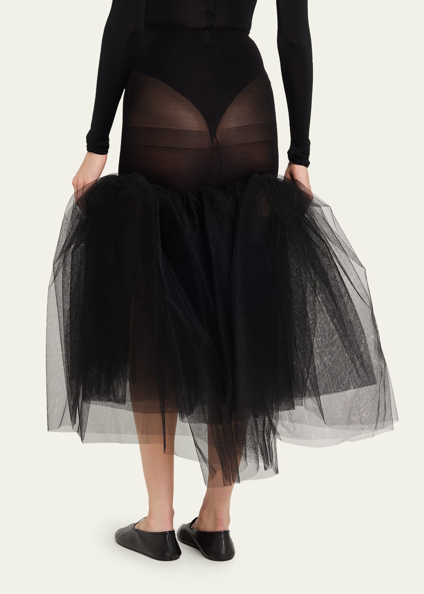 Junya Watanabe Drop-Waist Sheer Tulle Midi Skirt - Bergdorf Goodman