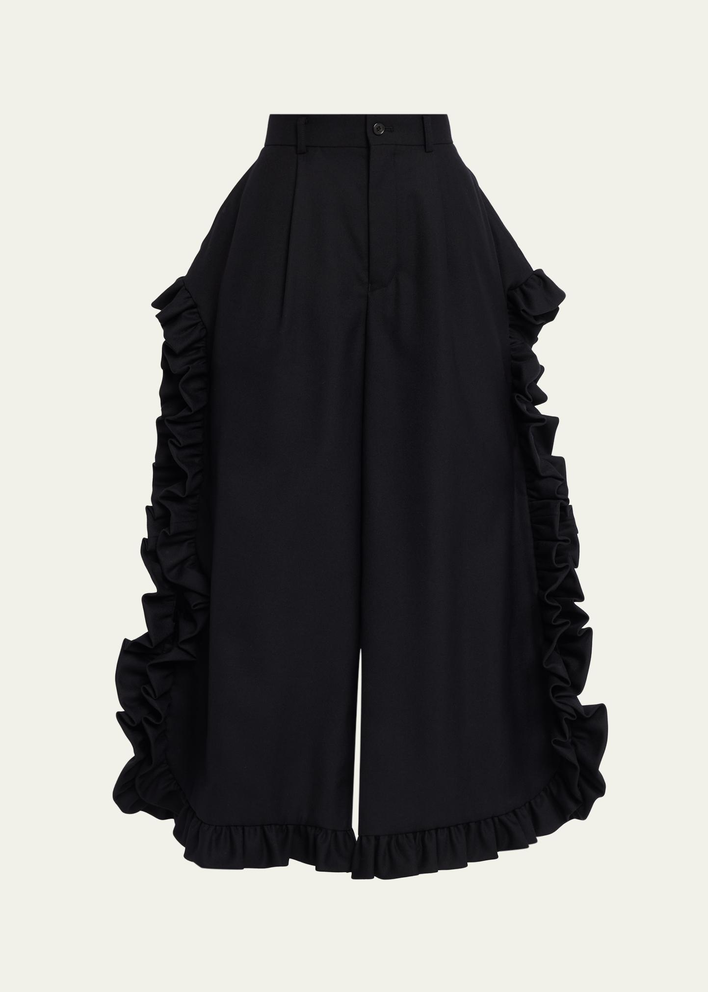 Noir Kei Ninomiya Ruffle Button-Side Wide-Leg Ankle Pants