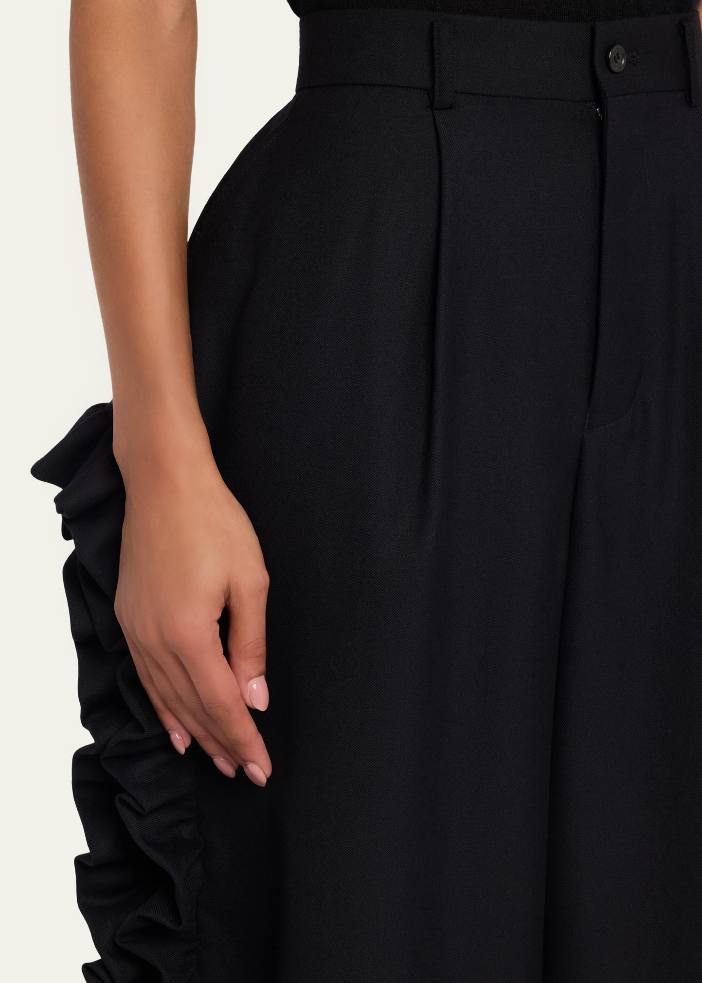 Noir Kei Ninomiya Ruffle Button-Side Wide-Leg Ankle Pants