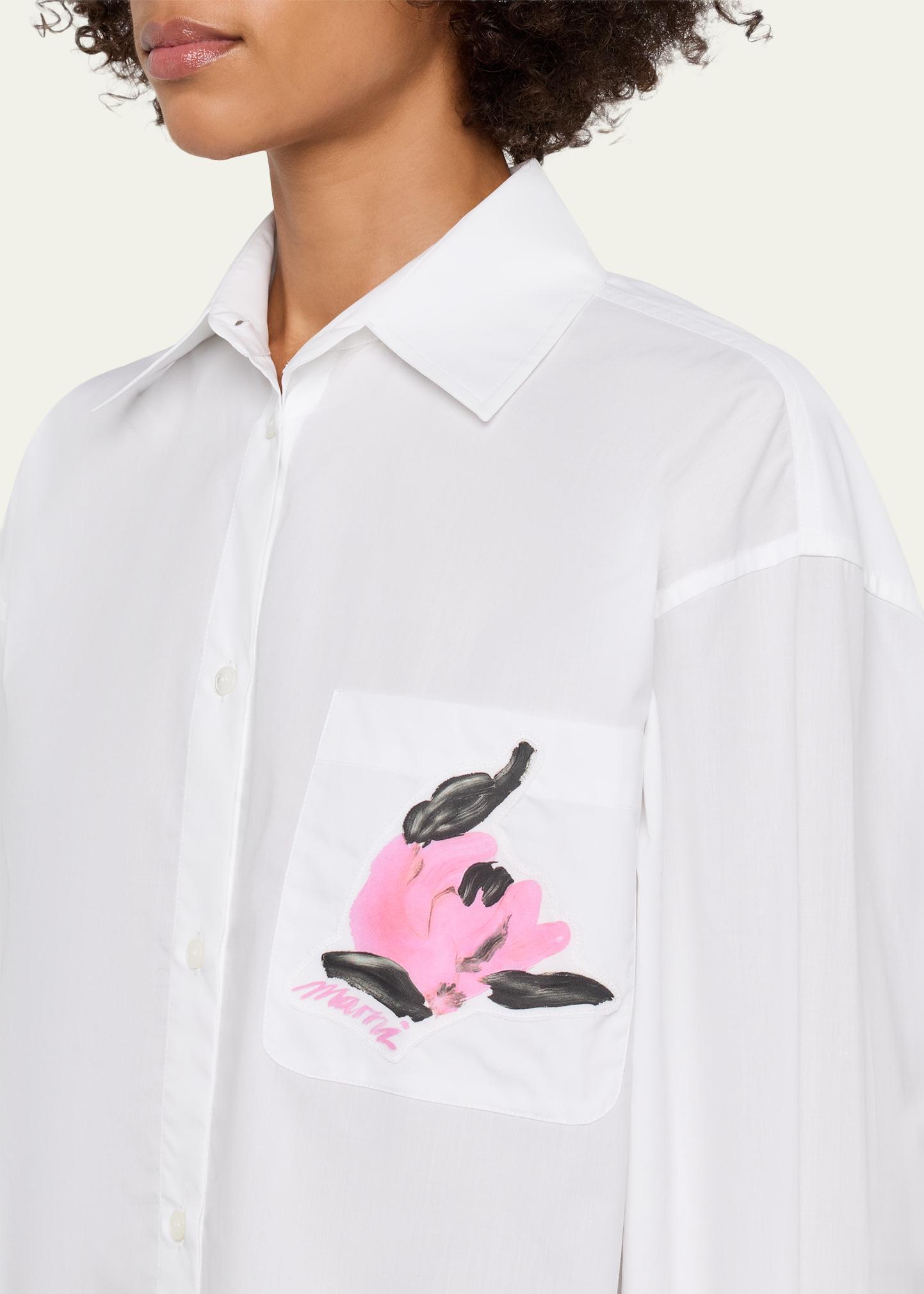 Marni Flower Patch Oversized Button-Down Shirt - Bergdorf Goodman