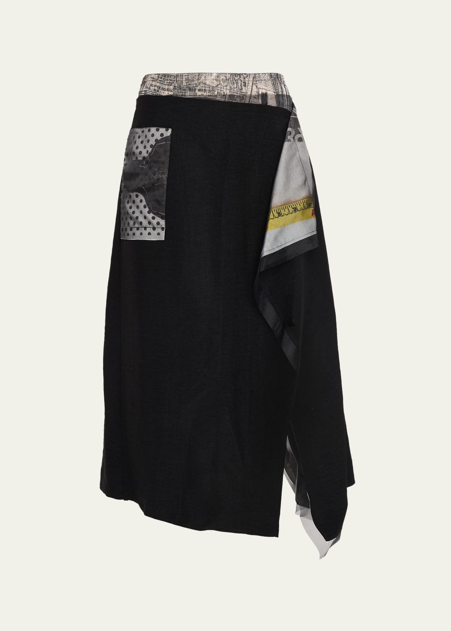 Jason Wu Collection Collage Print Deconstructed Midi Wrap Skirt