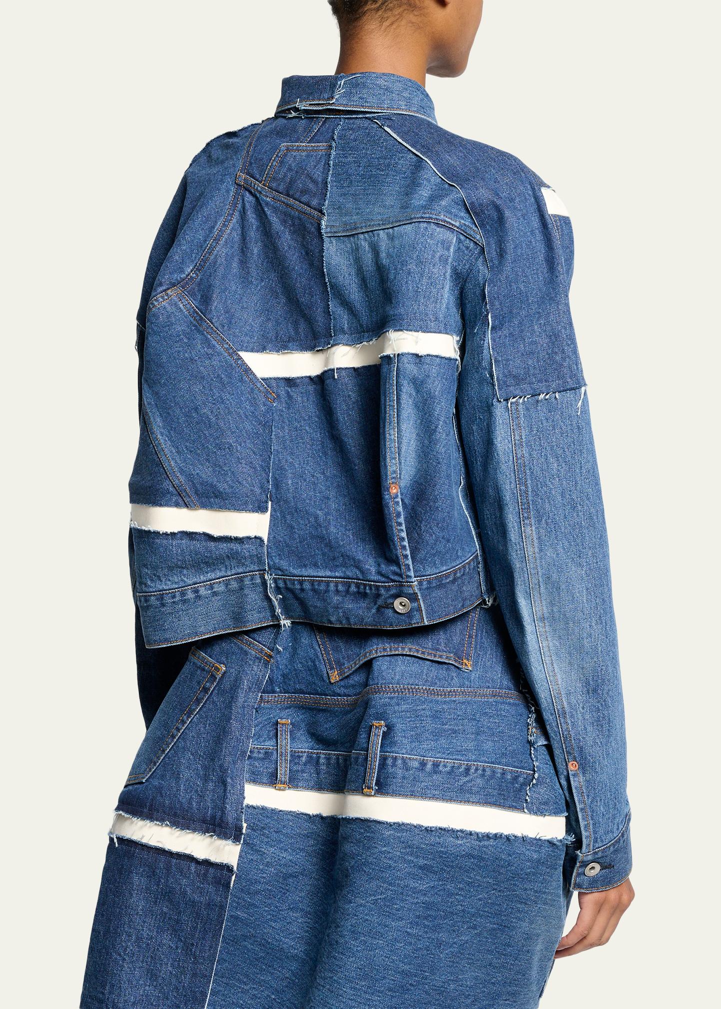 sacai Reconstructed Crop Denim Jacket - Bergdorf Goodman