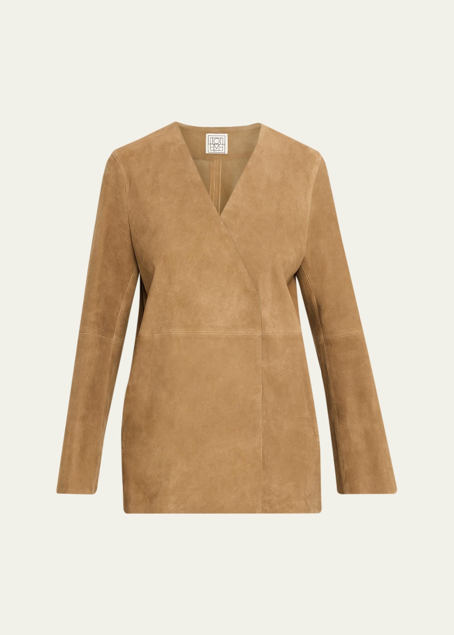 V-Neck Suede Blazer