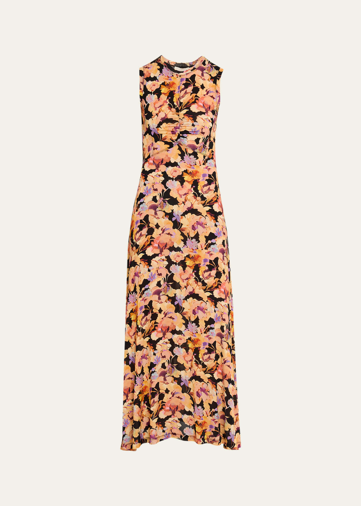 sleeveless jersey knit maxi dress Sleeveless Contrast Ribbed Knit Maxi Dress main image 0