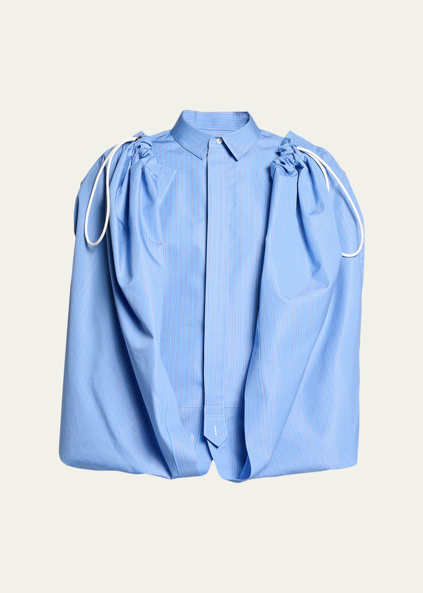 SACAI Striped Cotton Poplin Drawstring Cape Shirt - Bergdorf Goodman