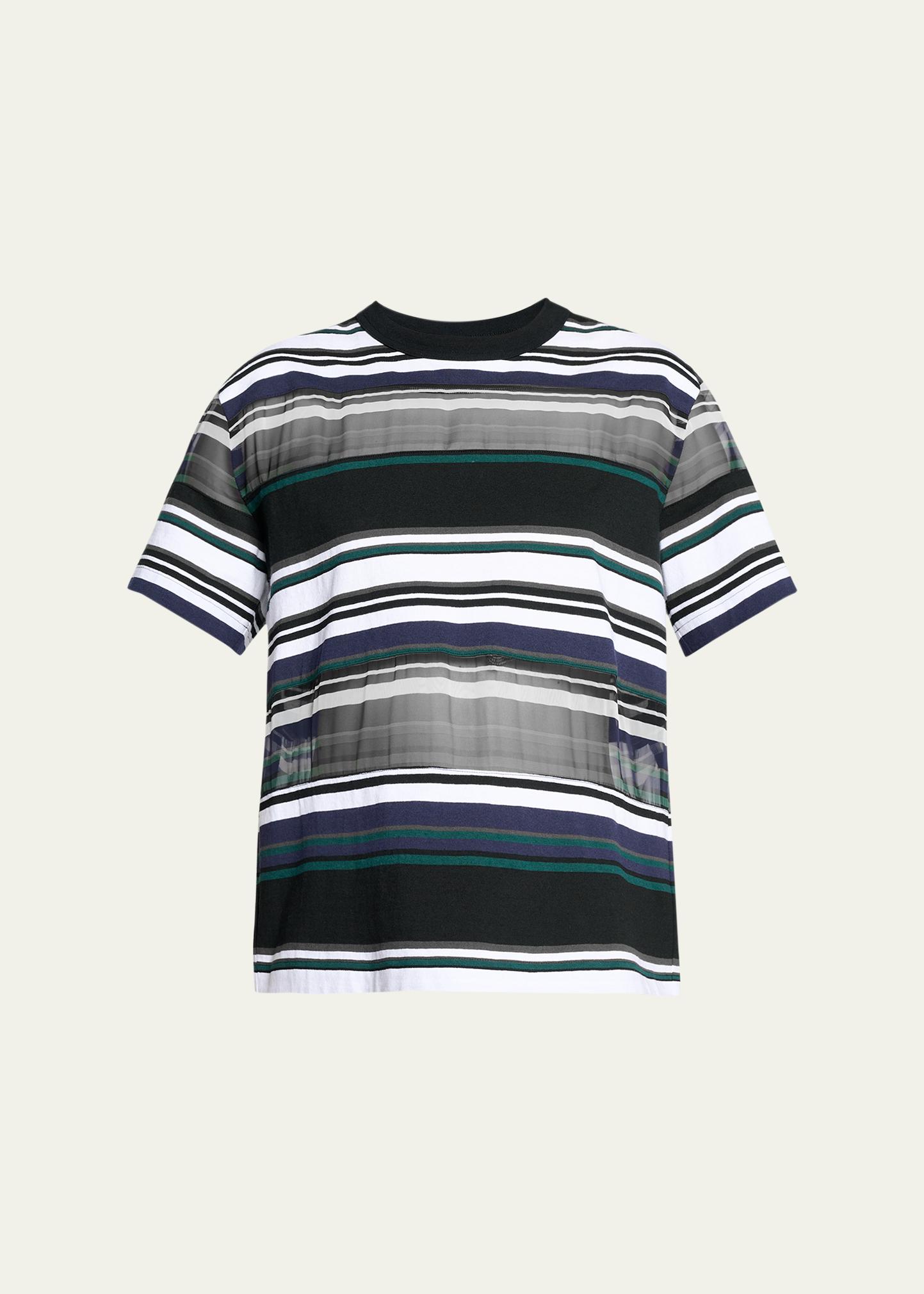 sacai Striped Jersey Short-Sleeve T-Shirt - Bergdorf Goodman