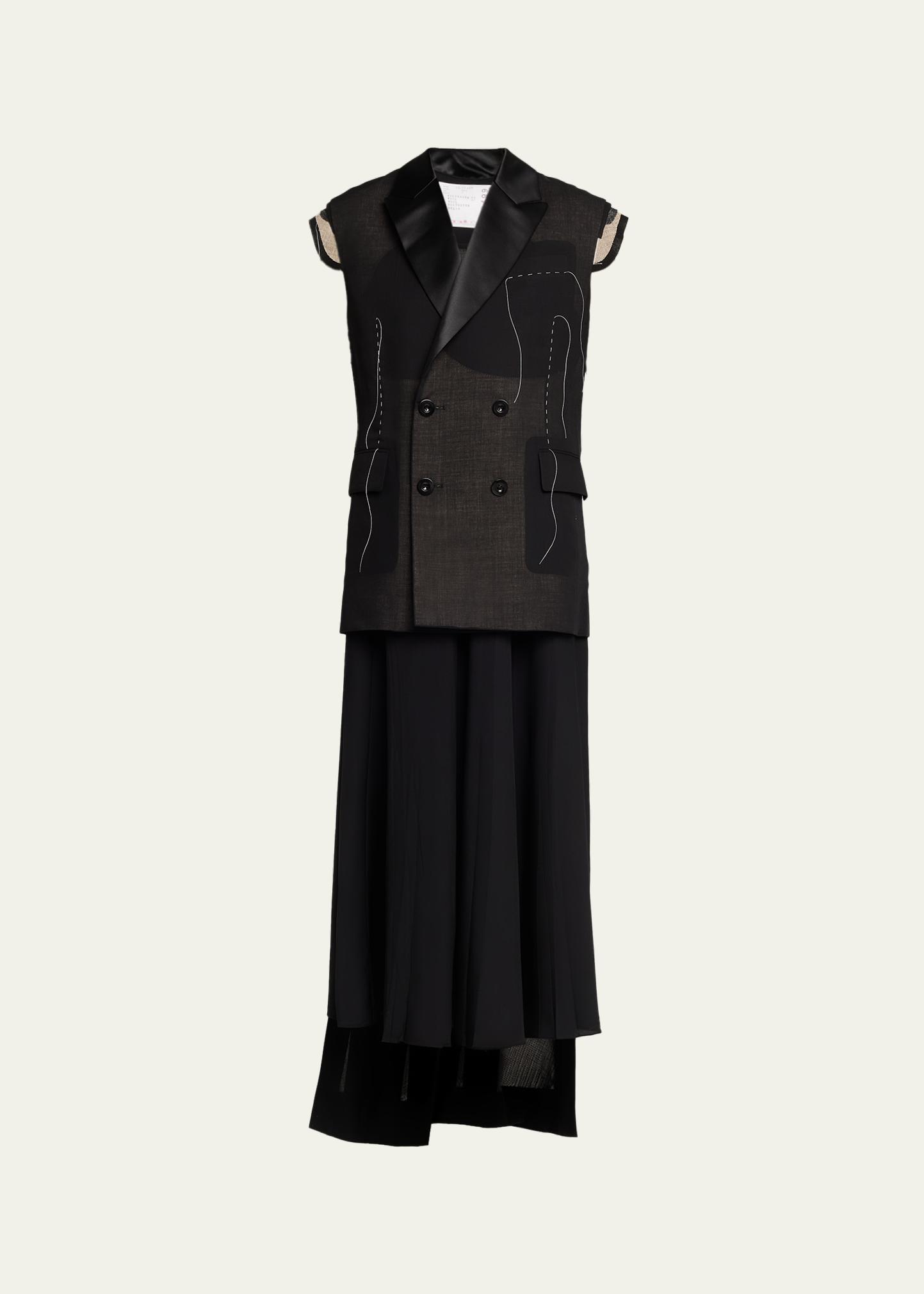 sacai Deconstructed Wool Organza Vest - Bergdorf Goodman