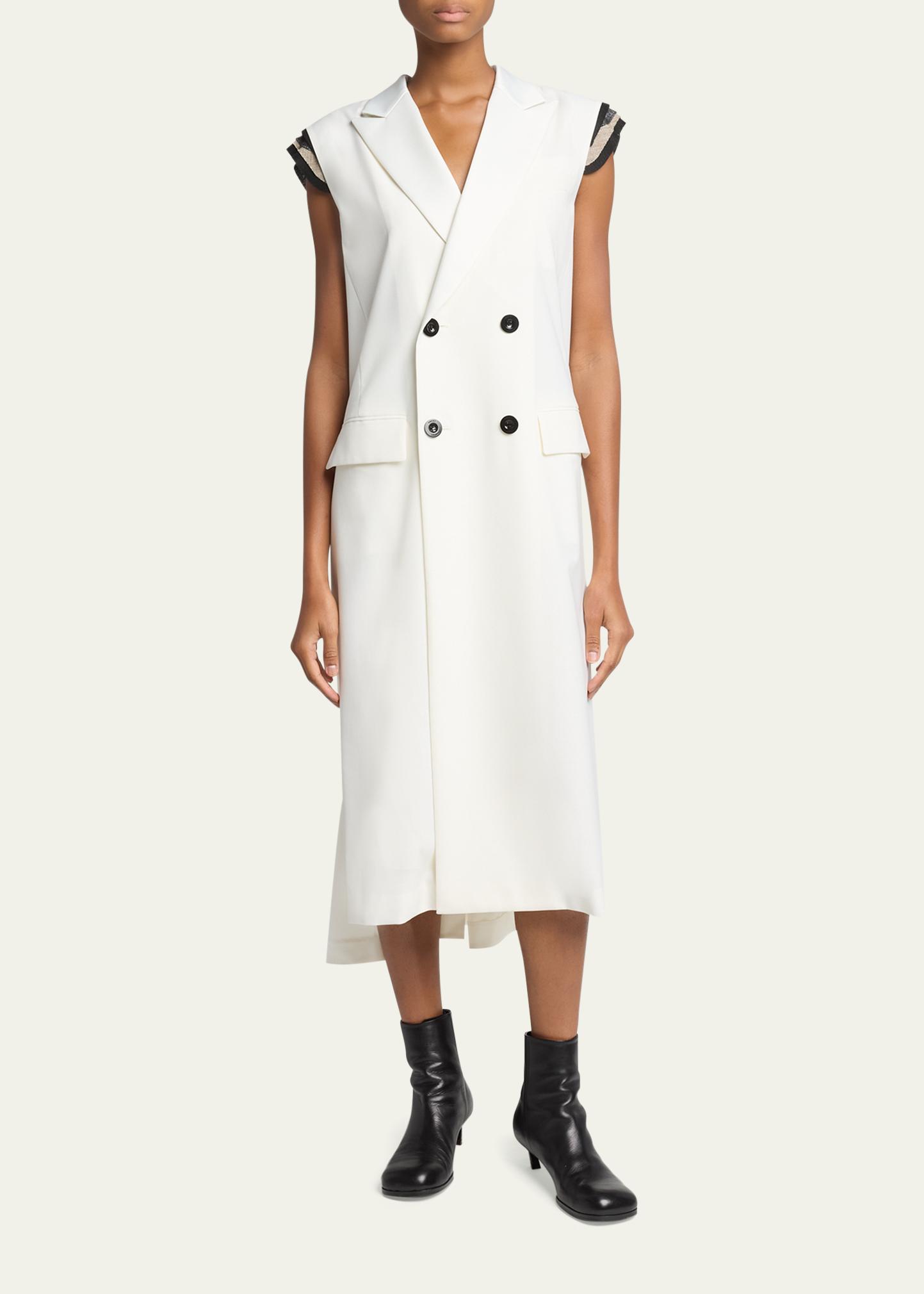 sacai Wool Cape Double-Breasted Long Vest - Bergdorf Goodman