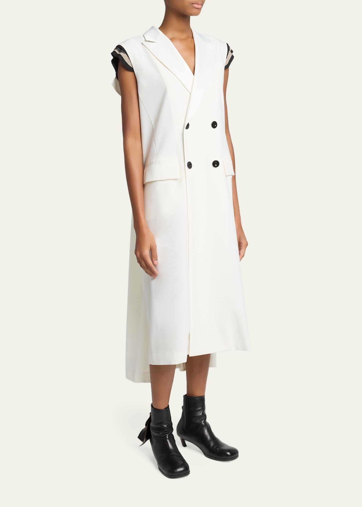 sacai Wool Cape Double-Breasted Long Vest - Bergdorf Goodman