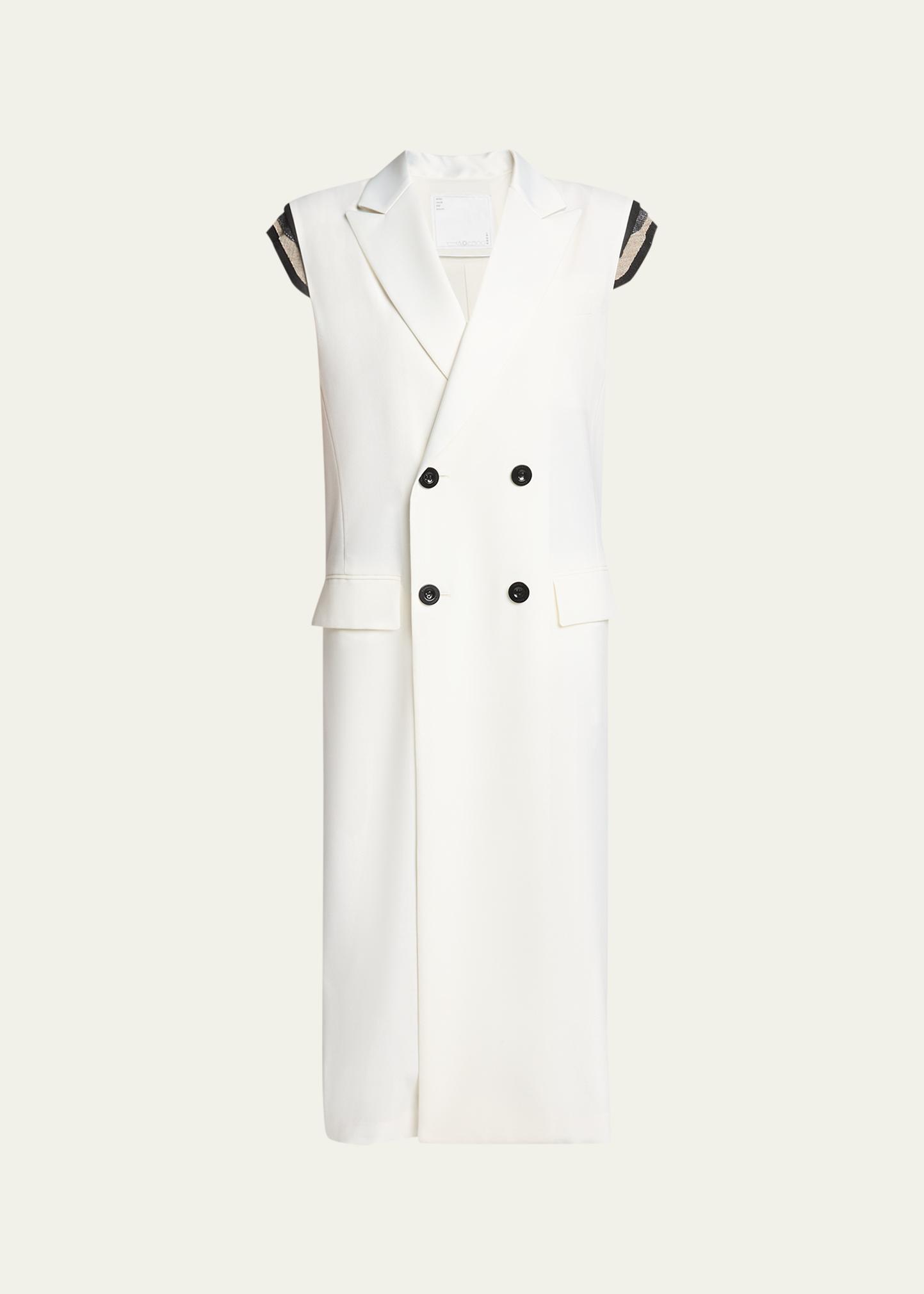 sacai Wool Cape Double-Breasted Long Vest - Bergdorf Goodman