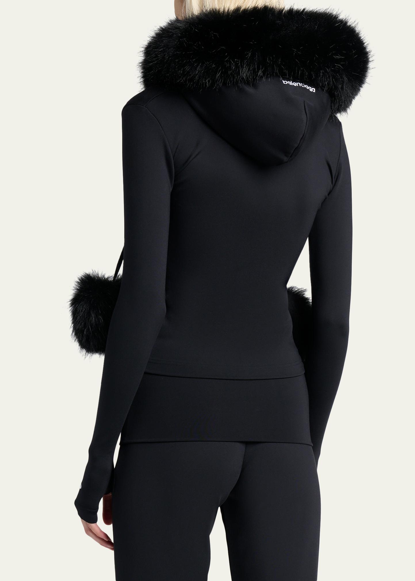 Balenciaga Fluffy Zip-Up Hoodie with Faux Fur - Bergdorf Goodman