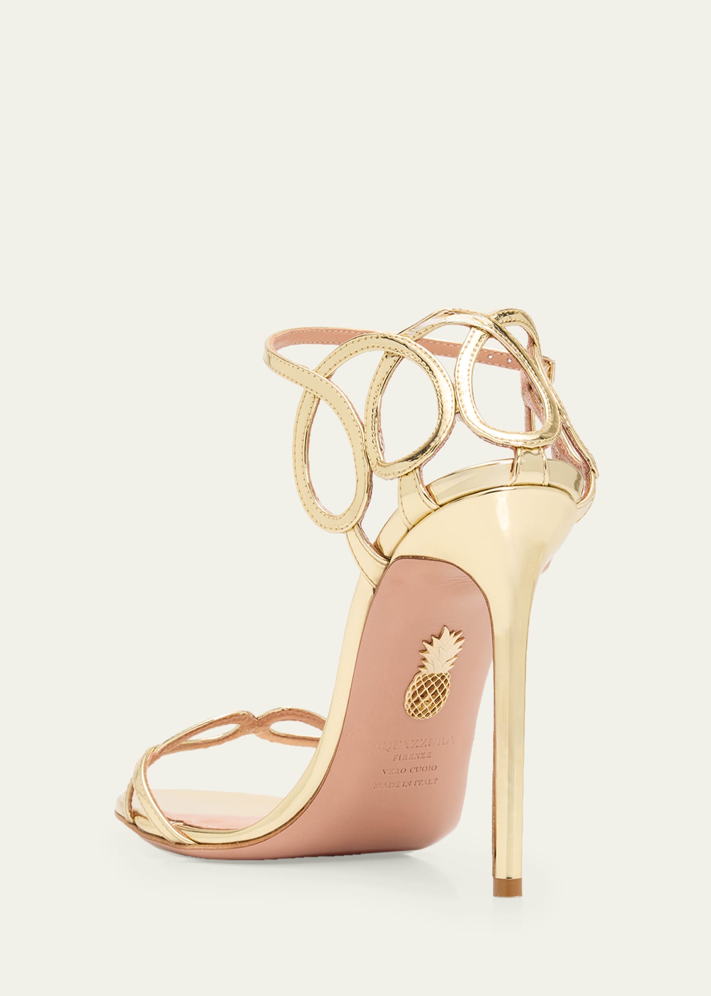 Aquazzura 105mm Hula Metallic Leather Sandals - Bergdorf Goodman