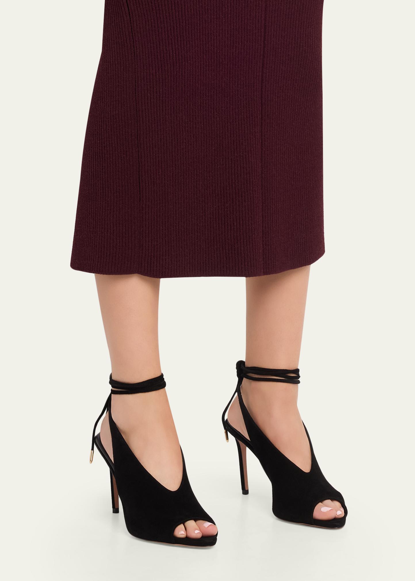 Aquazzura 85mm Lisa Suede Lace-Up Sandals - Bergdorf Goodman