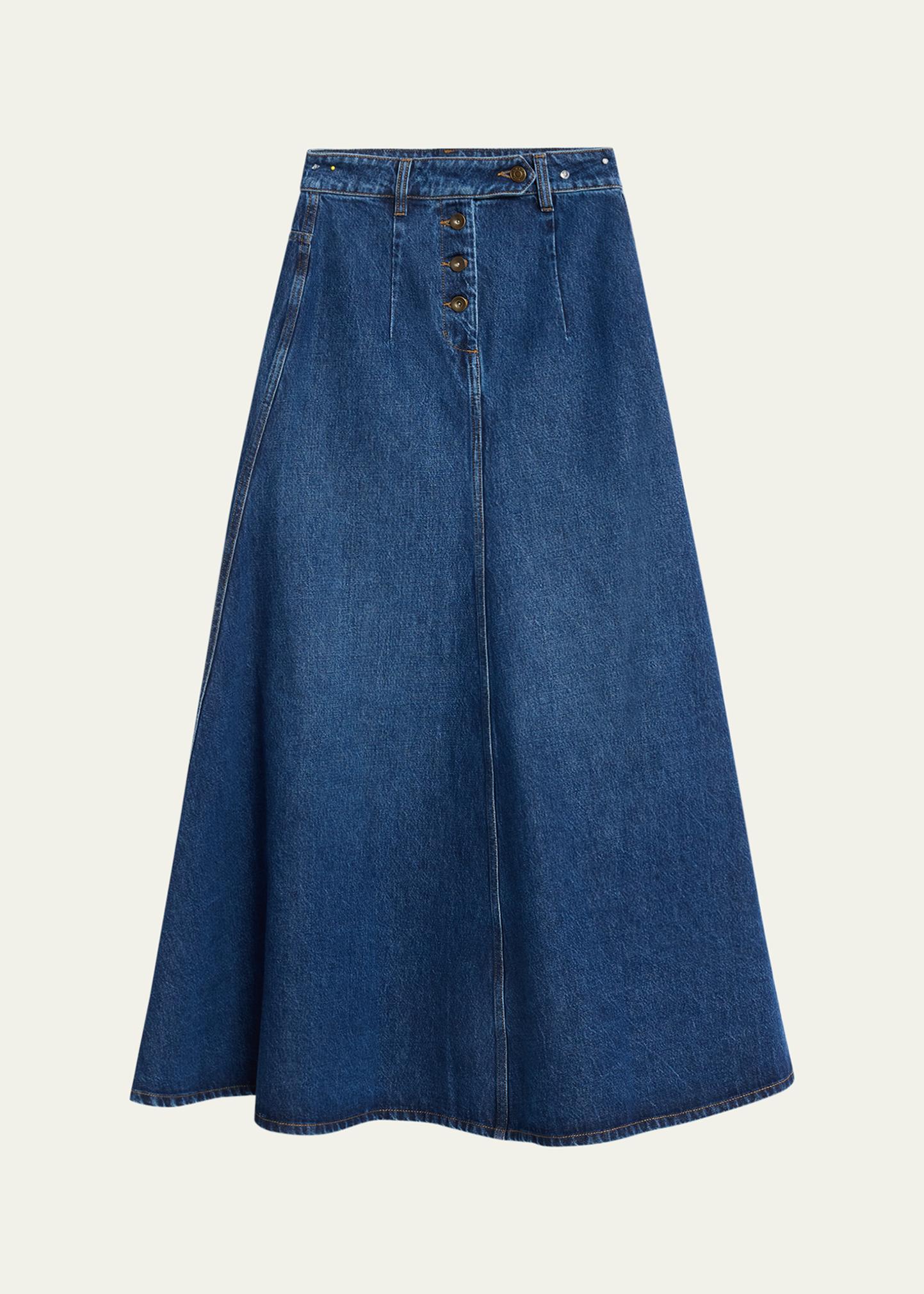 A.W.A.K.E. MODE Cut-Out Denim Maxi Skirt - Bergdorf Goodman