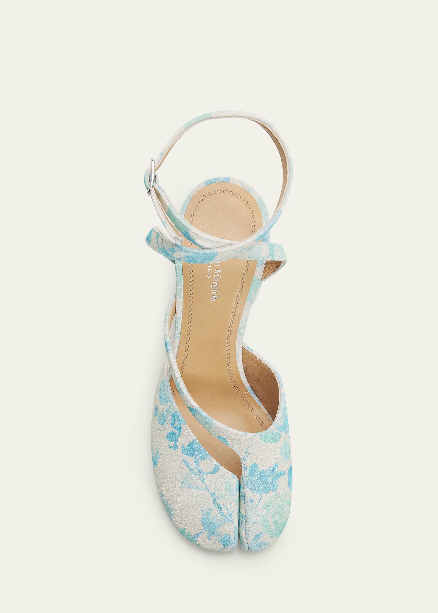 Maison Margiela 80mm Floral-Printed Suede Split-Toe Pumps
