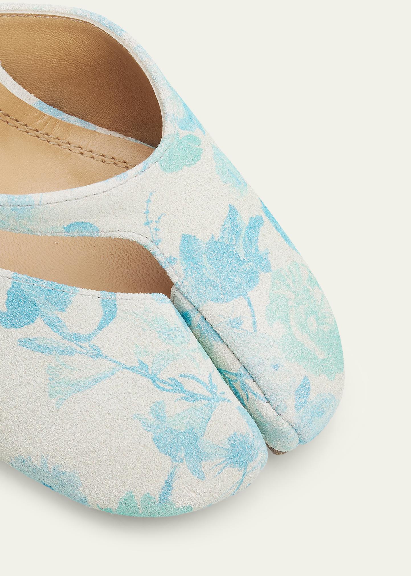 Maison Margiela 80mm Floral-Printed Suede Split-Toe Pumps