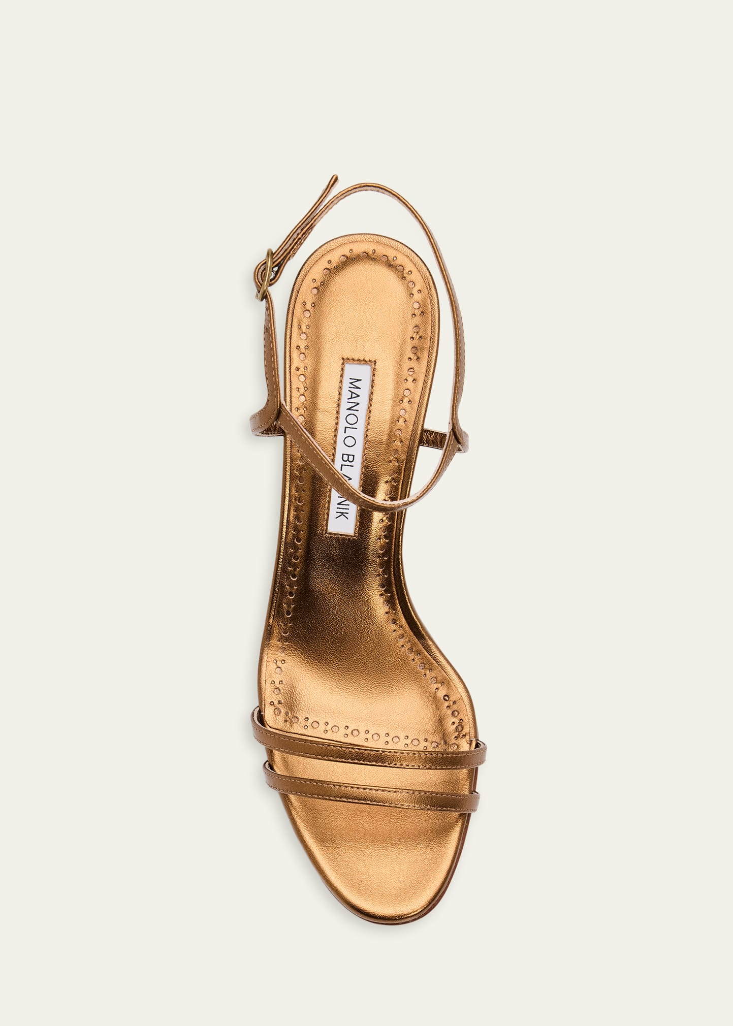 メモ★MANOLO BLAHNIK Manolo Blahnik 70mm Ciagalo Metallic Leather Ankle-Strap Sandals