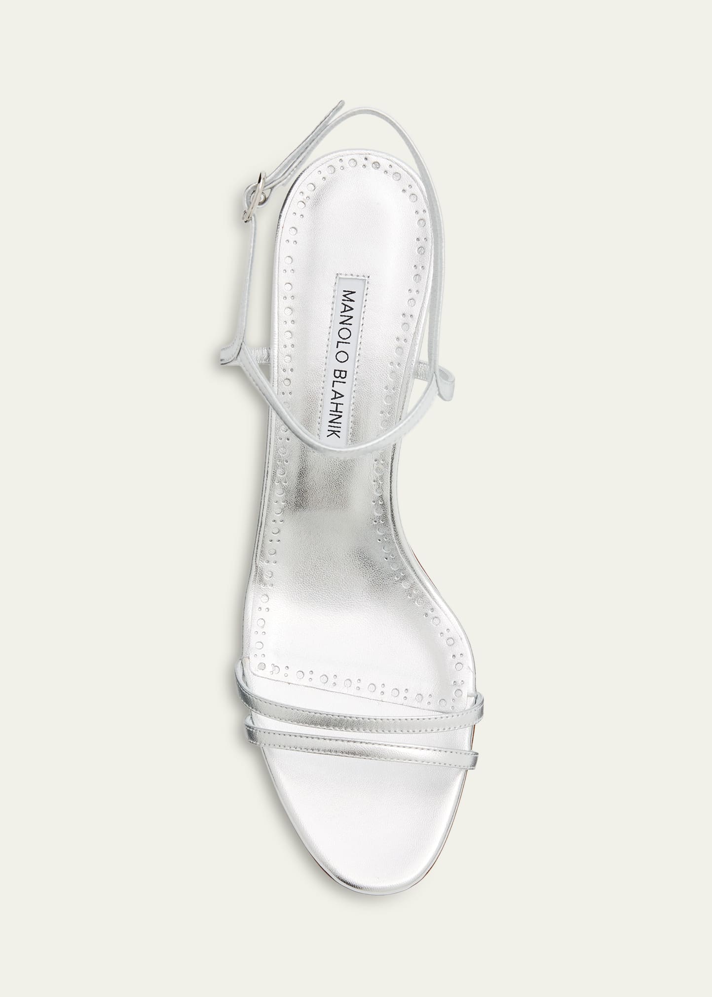 Manolo Blahnik 105mm Ciagalo Metallic Leather Sandals - Bergdorf